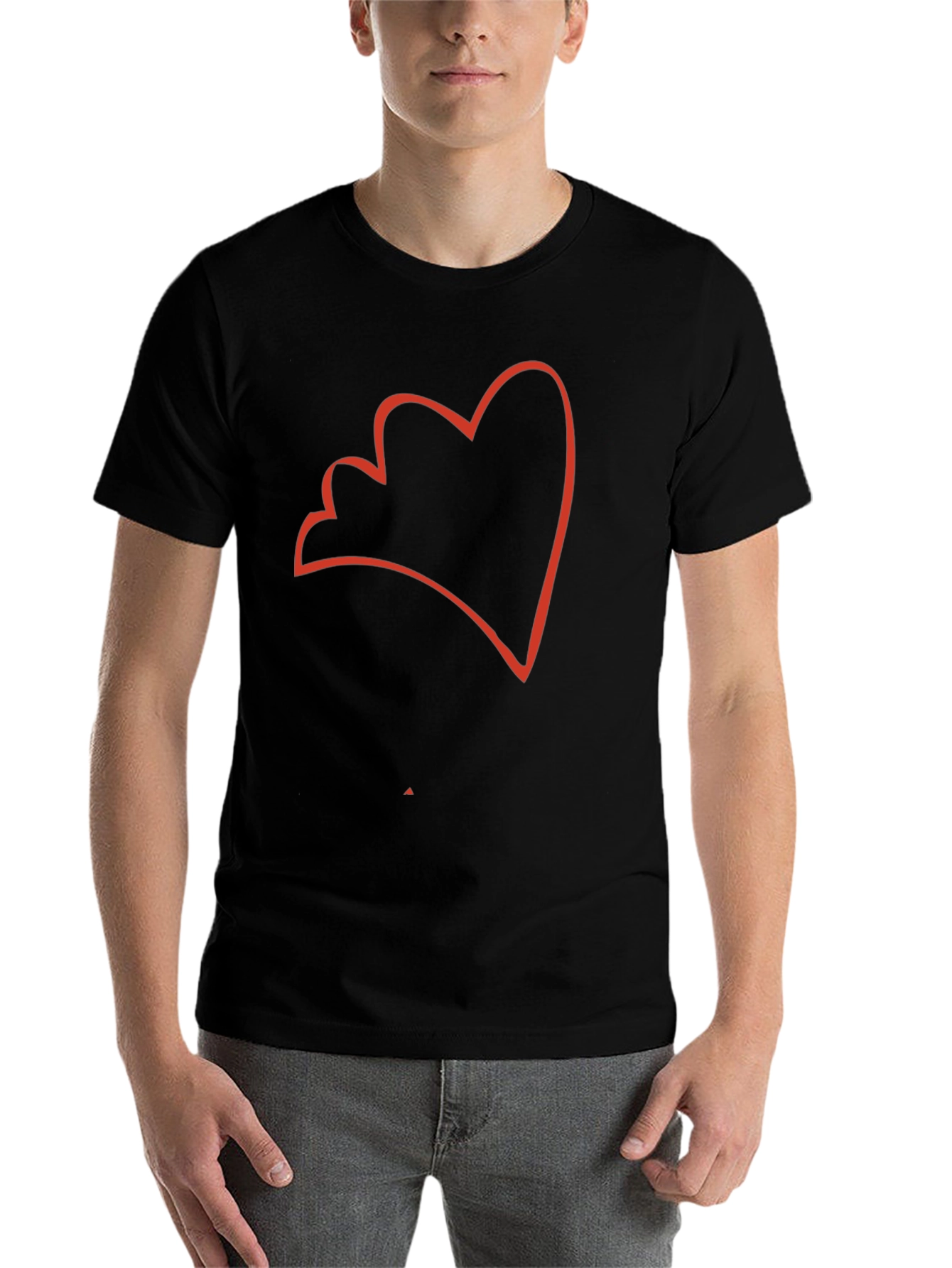 Black Abstract Heart Outline Men's Black T-Shirt view 7