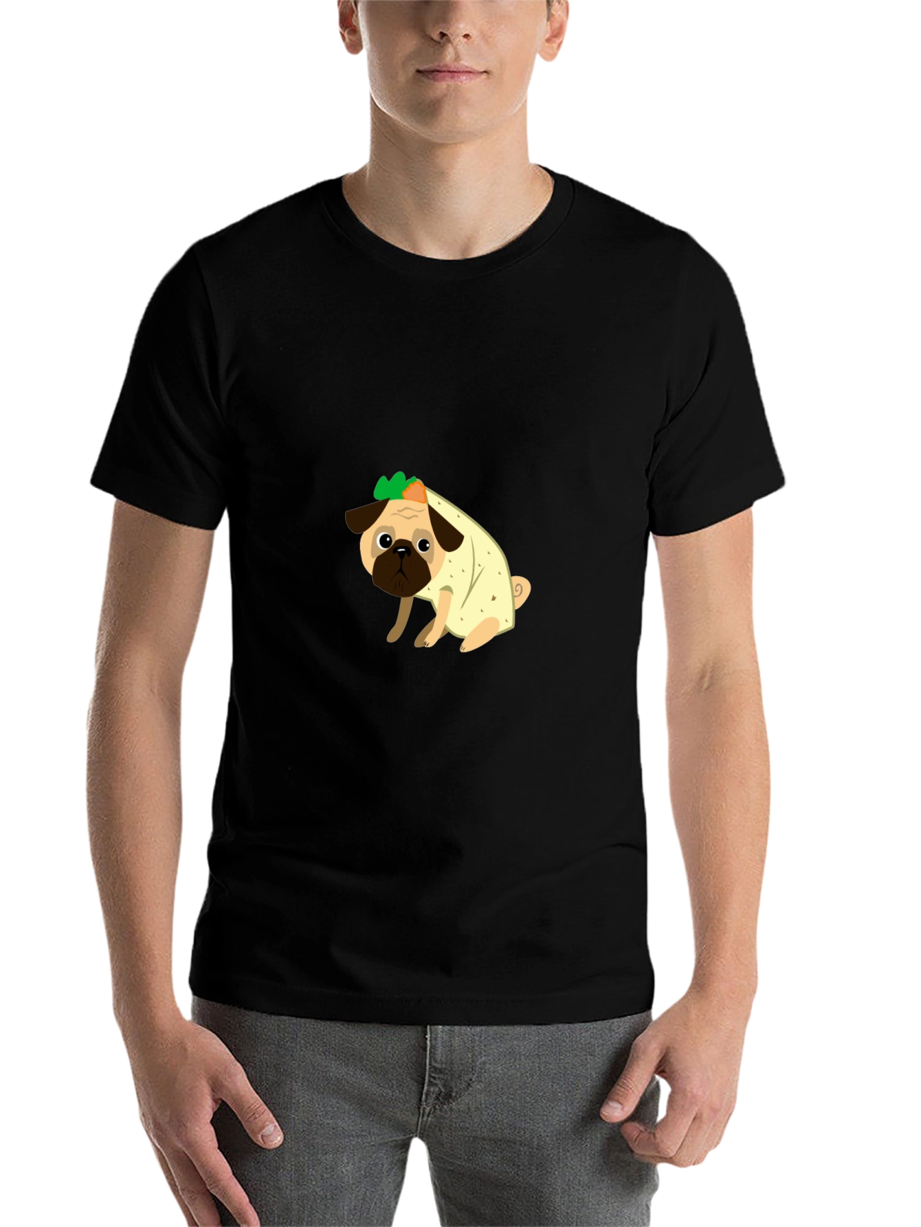 Black Pug Burrito T-Shirt - Cute Novelty Tee view 7