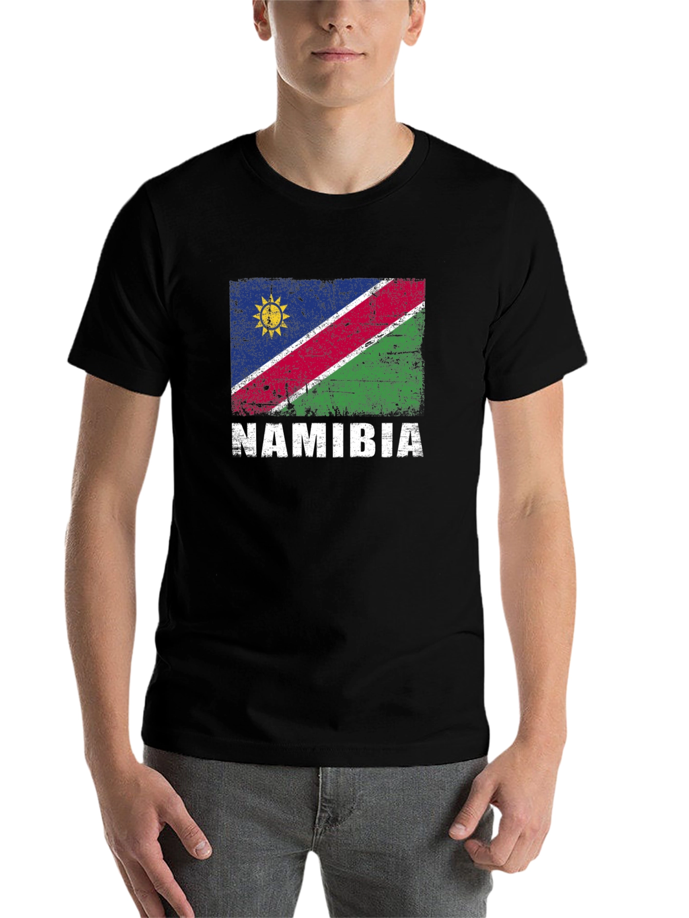 Black Namibia Flag T-Shirt - Vintage Graphic Tee view 7