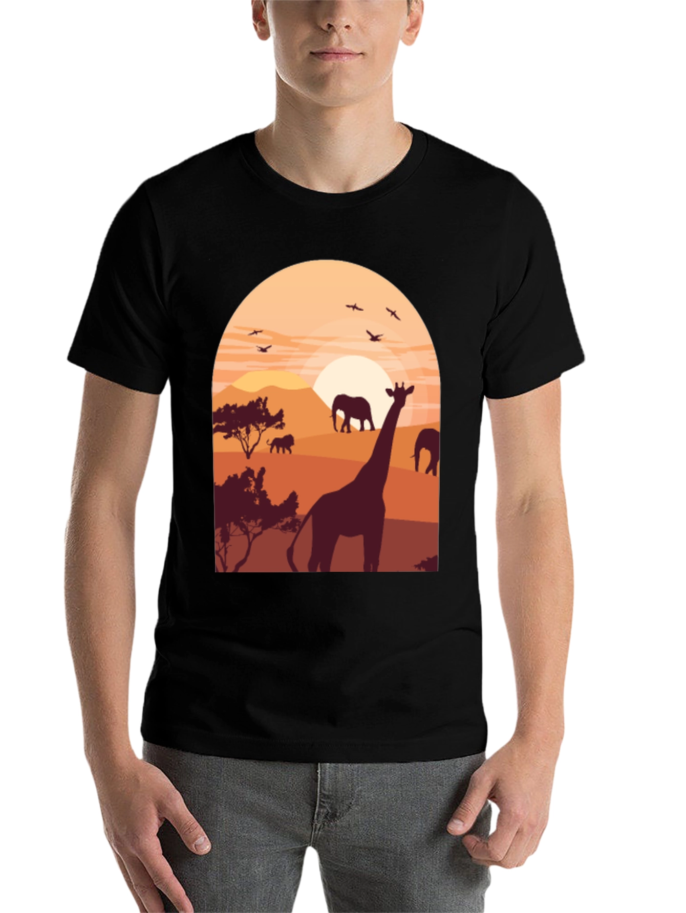 Black Safari Sunset Graphic Tee - Black view 7