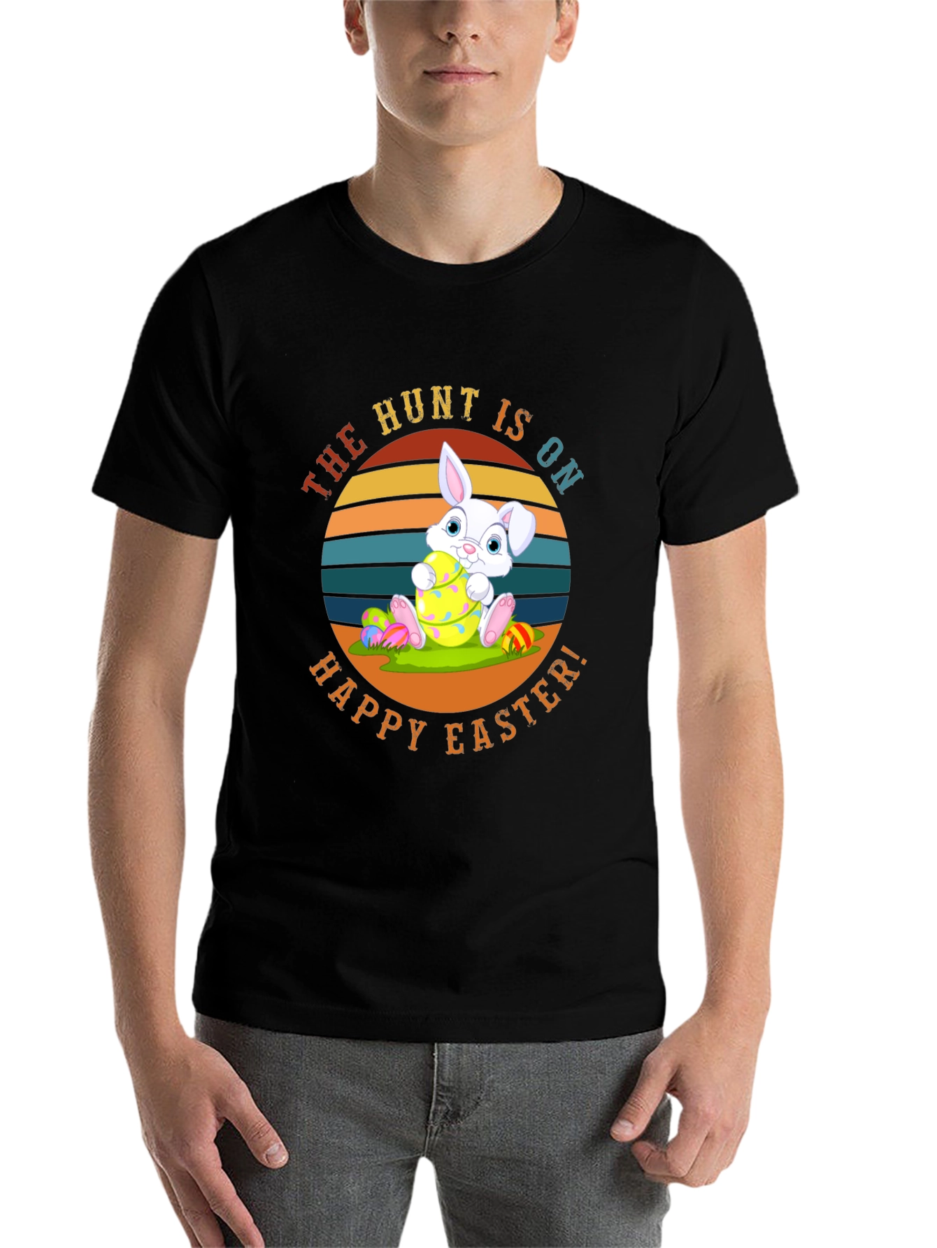 Black Happy Easter Bunny T-Shirt view 7