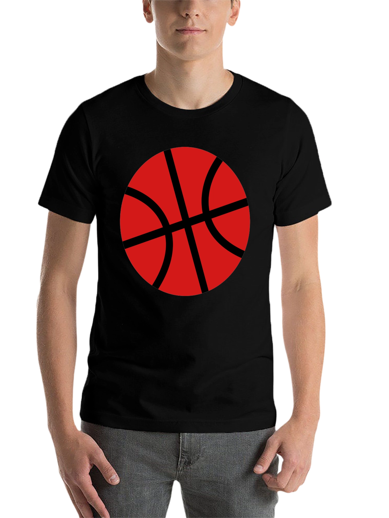 Black Basketball Graphic T-Shirt - Black Cotton Tee view 7