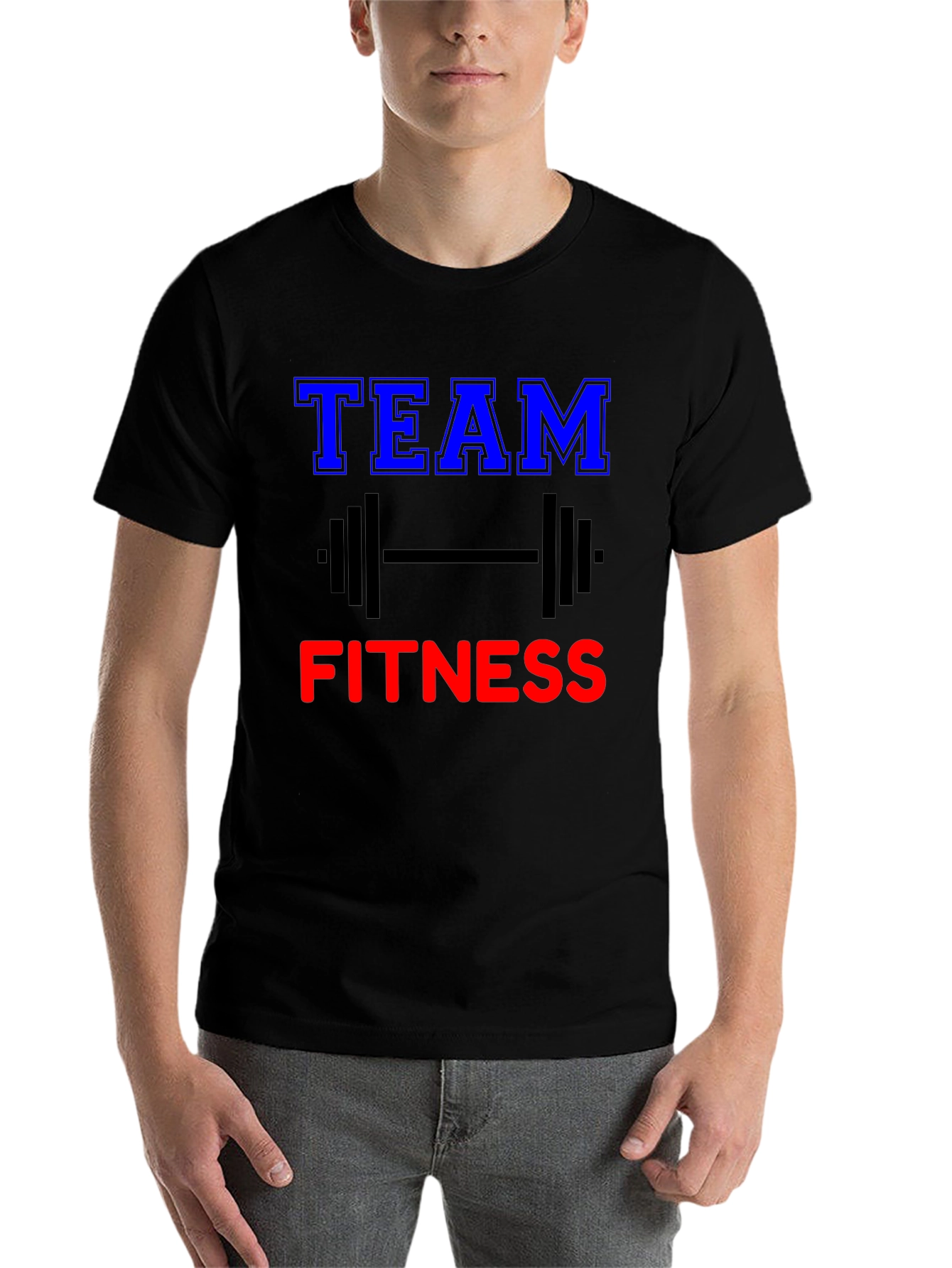 Black Team Fitness Graphic Tee - Gym Workout Shirt view 7