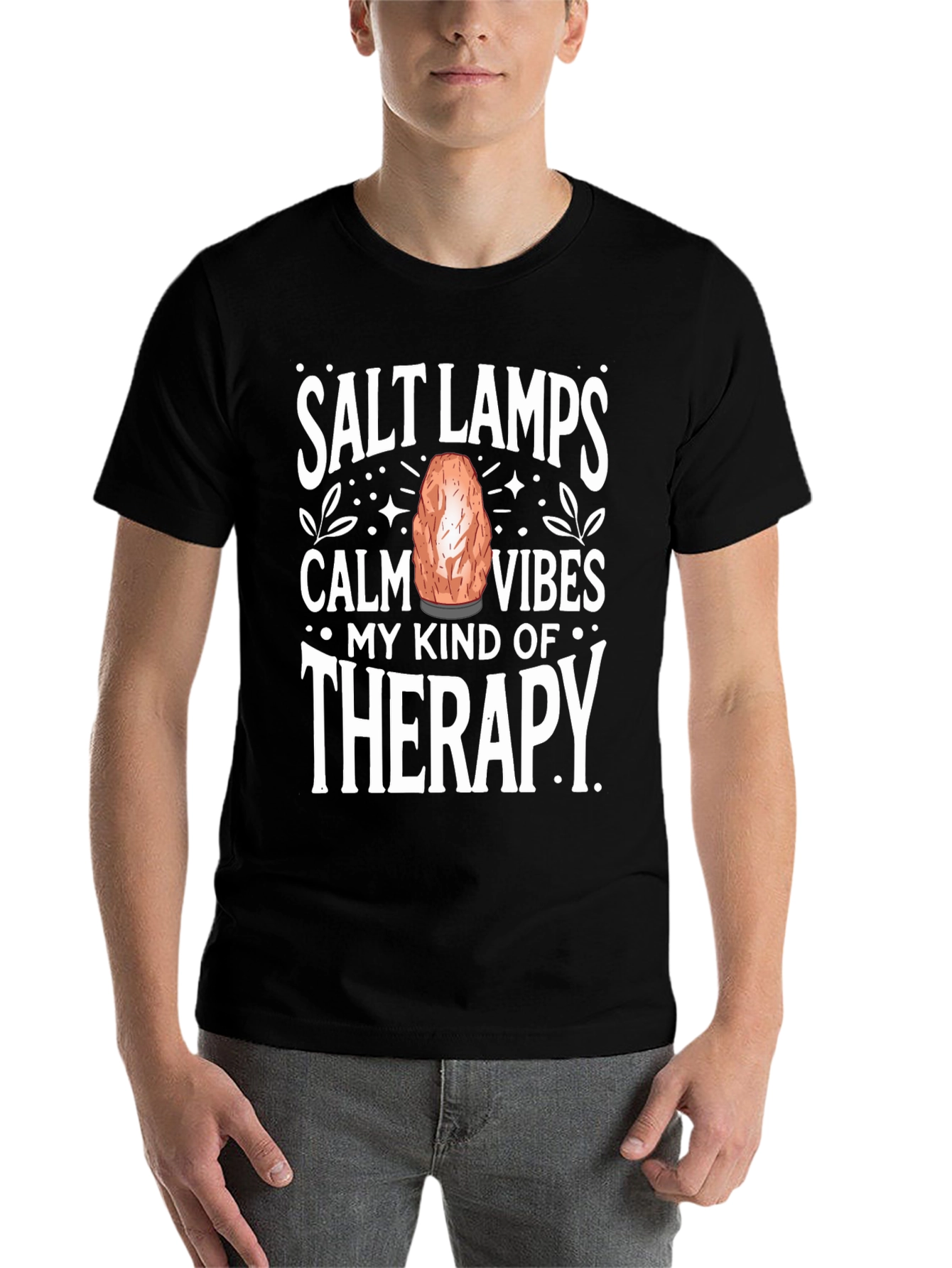 Black Salt Lamps Calm Vibes Therapy T-Shirt view 7