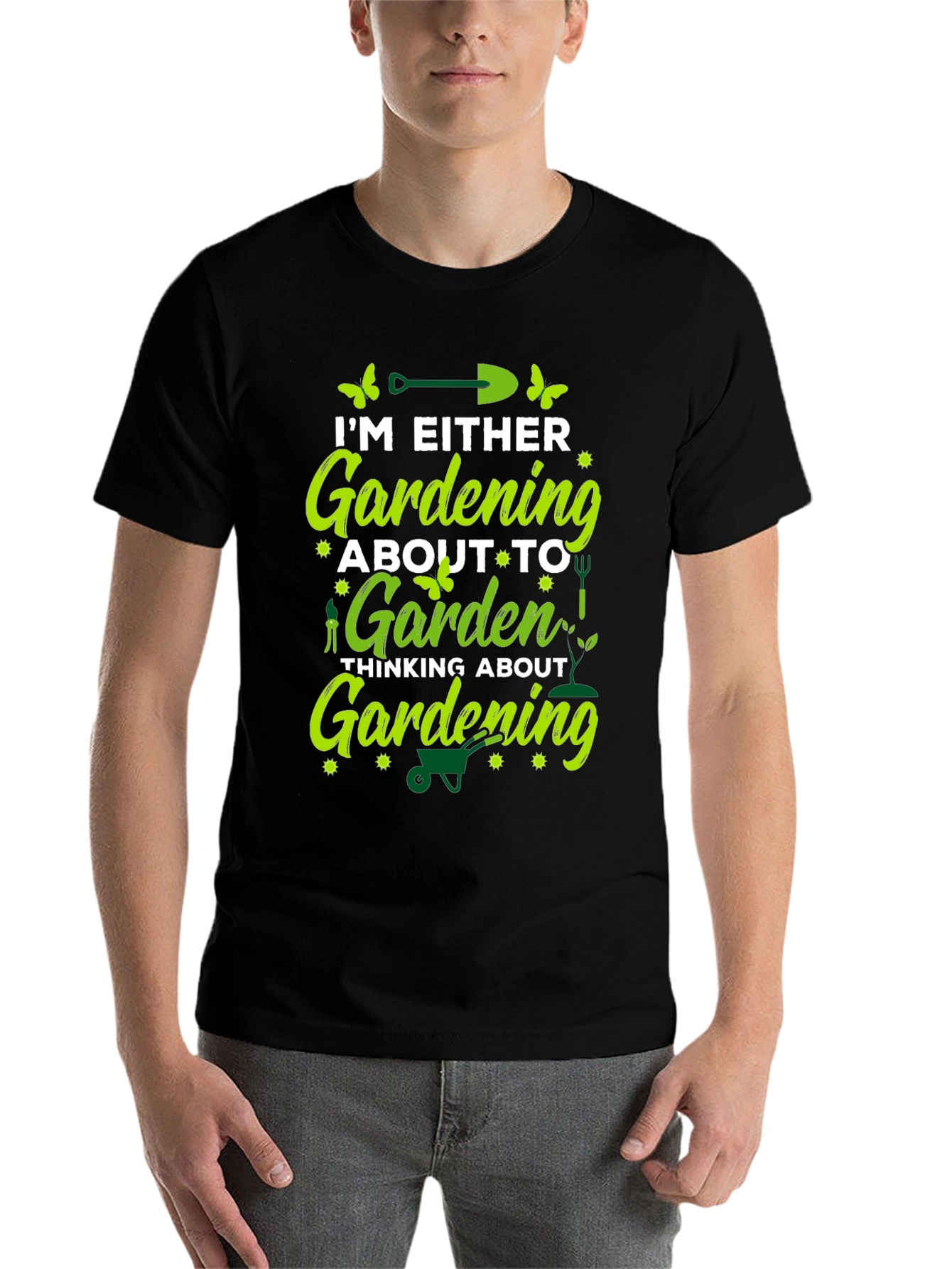 Black Gardening Lover T-Shirt - Black Cotton Blend view 7
