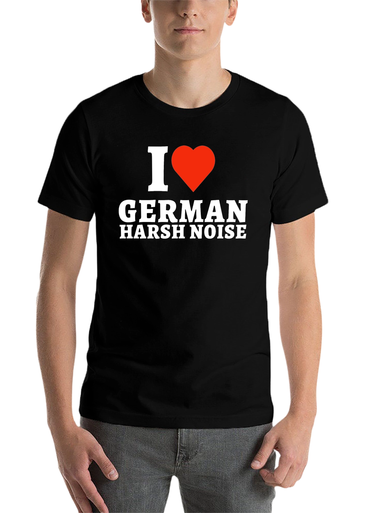 Black I Heart German Harsh Noise T-Shirt view 7