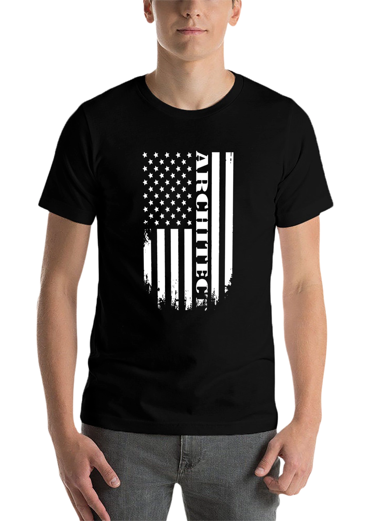 Black Architect American Flag T-Shirt view 7