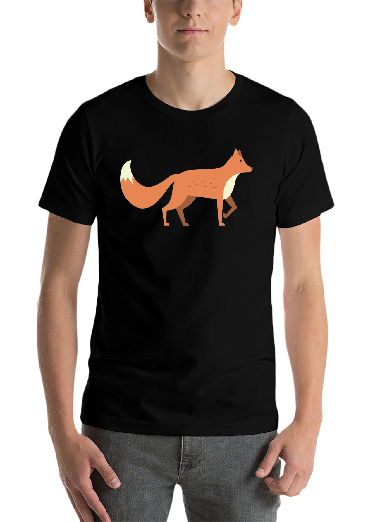 Black Fox Graphic Tee -  Men's Black Cotton T-Shirt view 7