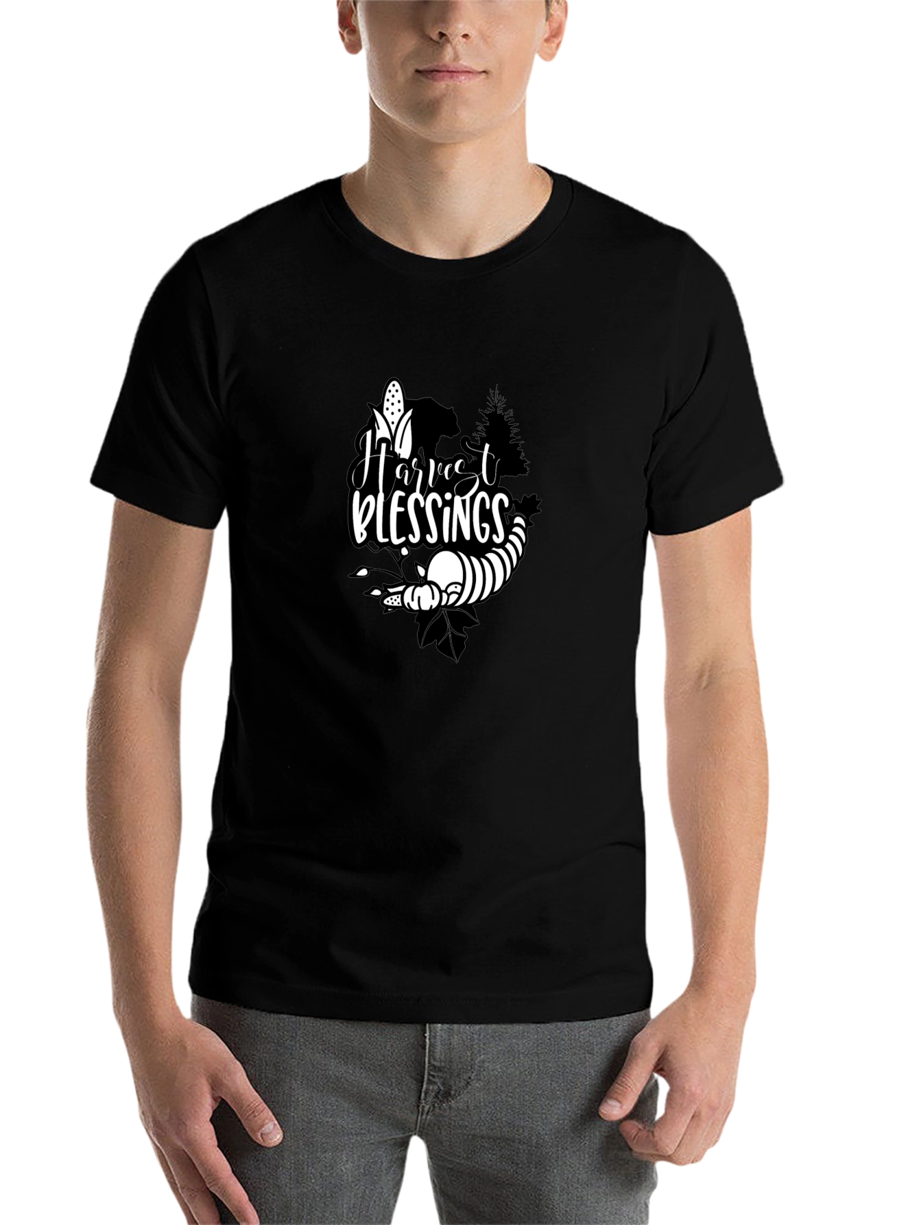 Black Harvest Blessings Black T-Shirt view 7