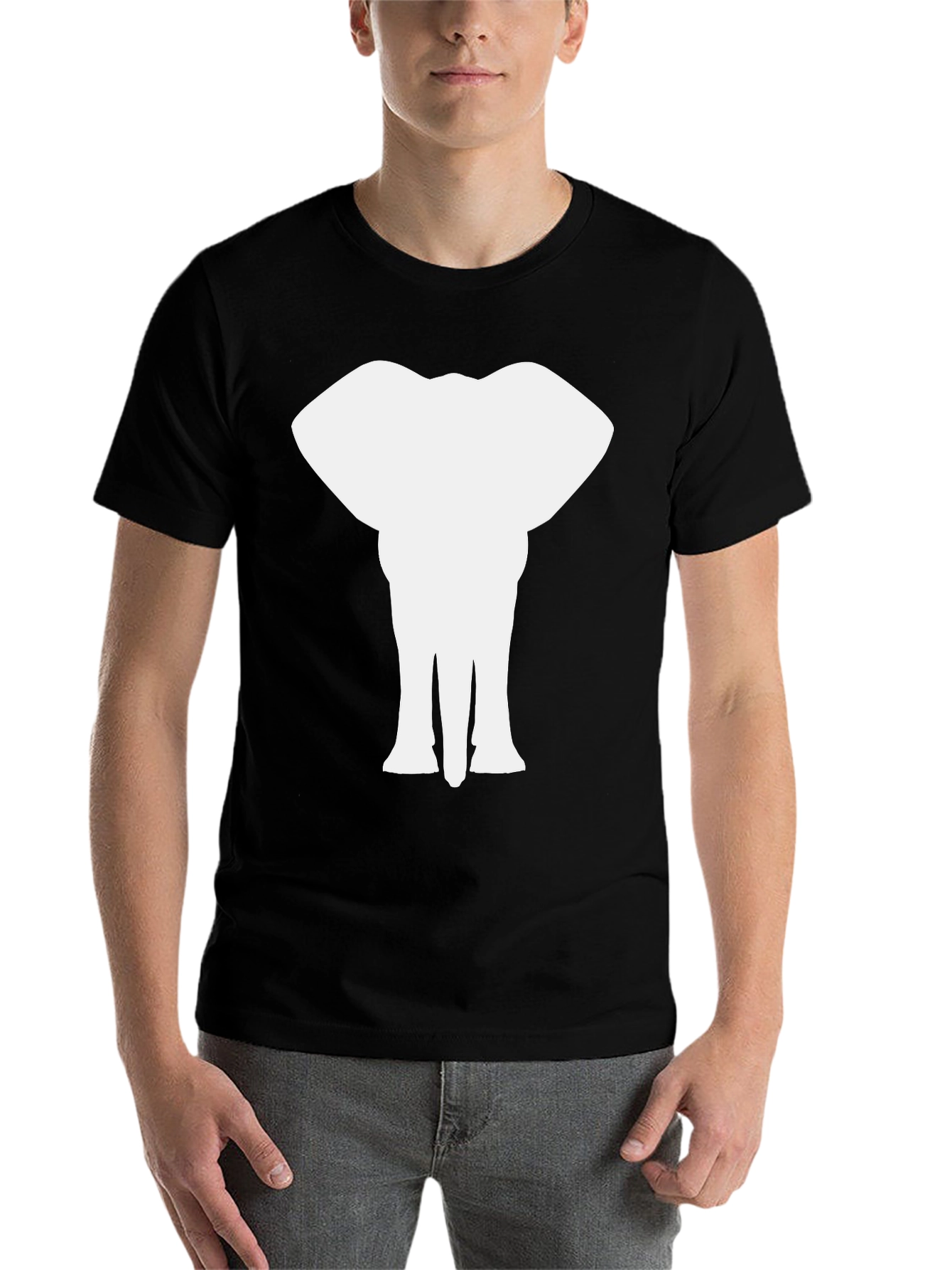 Black Elephant Silhouette Graphic Black T-Shirt view 7