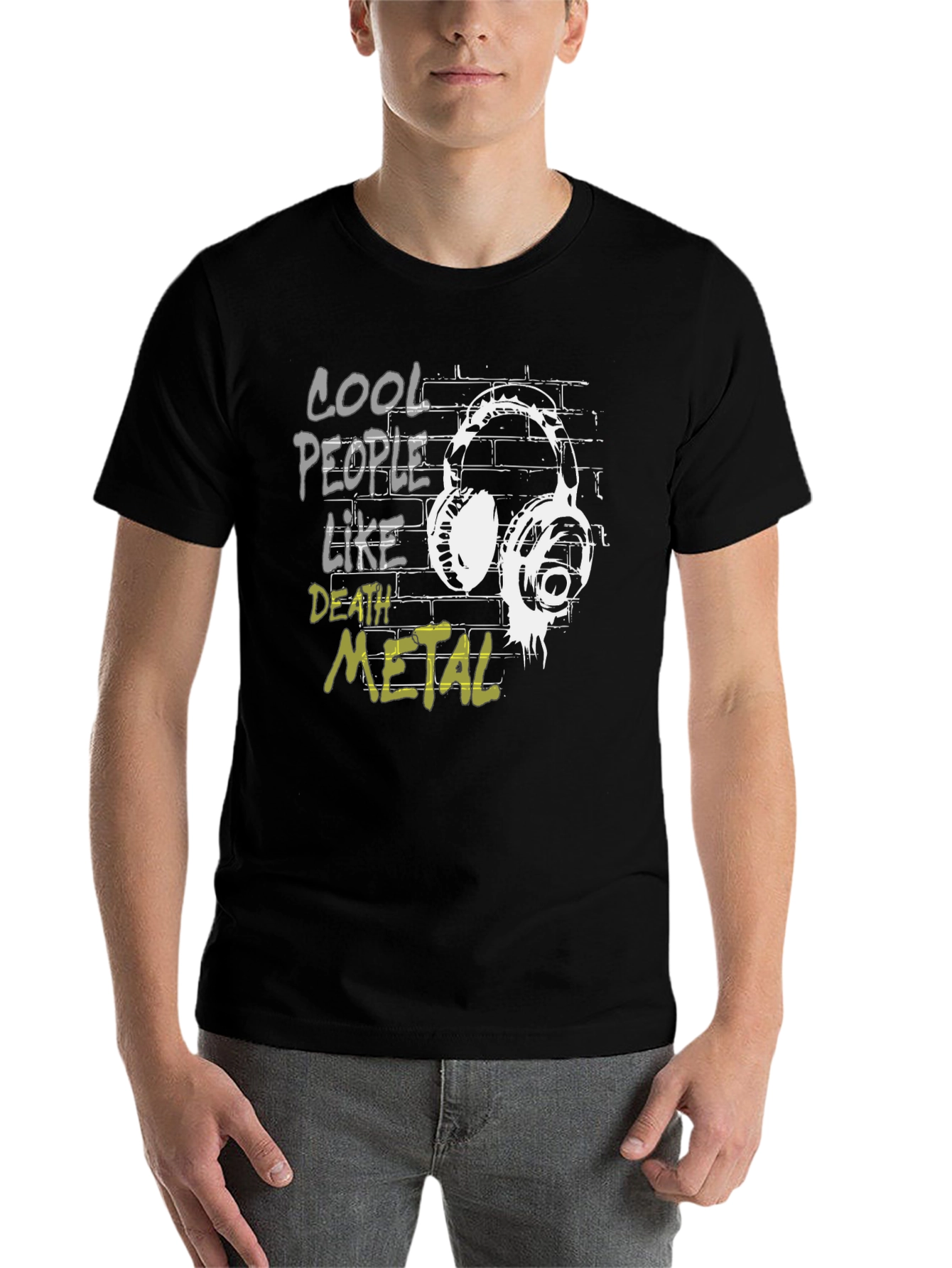 Black Cool People Like Death Metal Graphic T-Shirt view 7