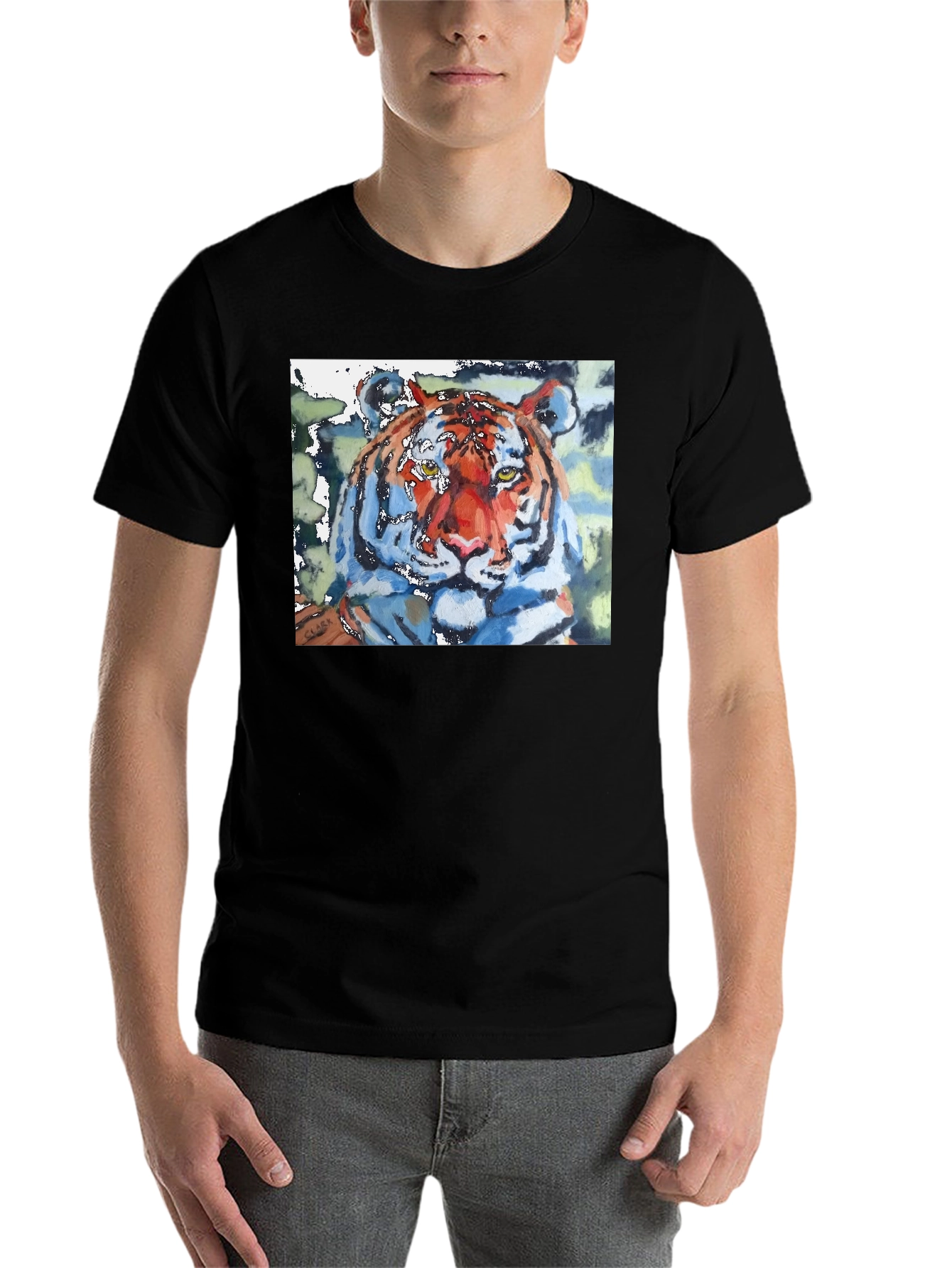 Black Tiger Watercolor Art Graphic T-Shirt view 7