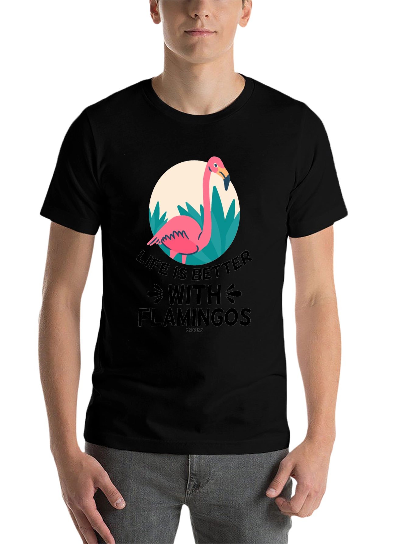 Black Life is Better with Flamingos T-Shirt view 7