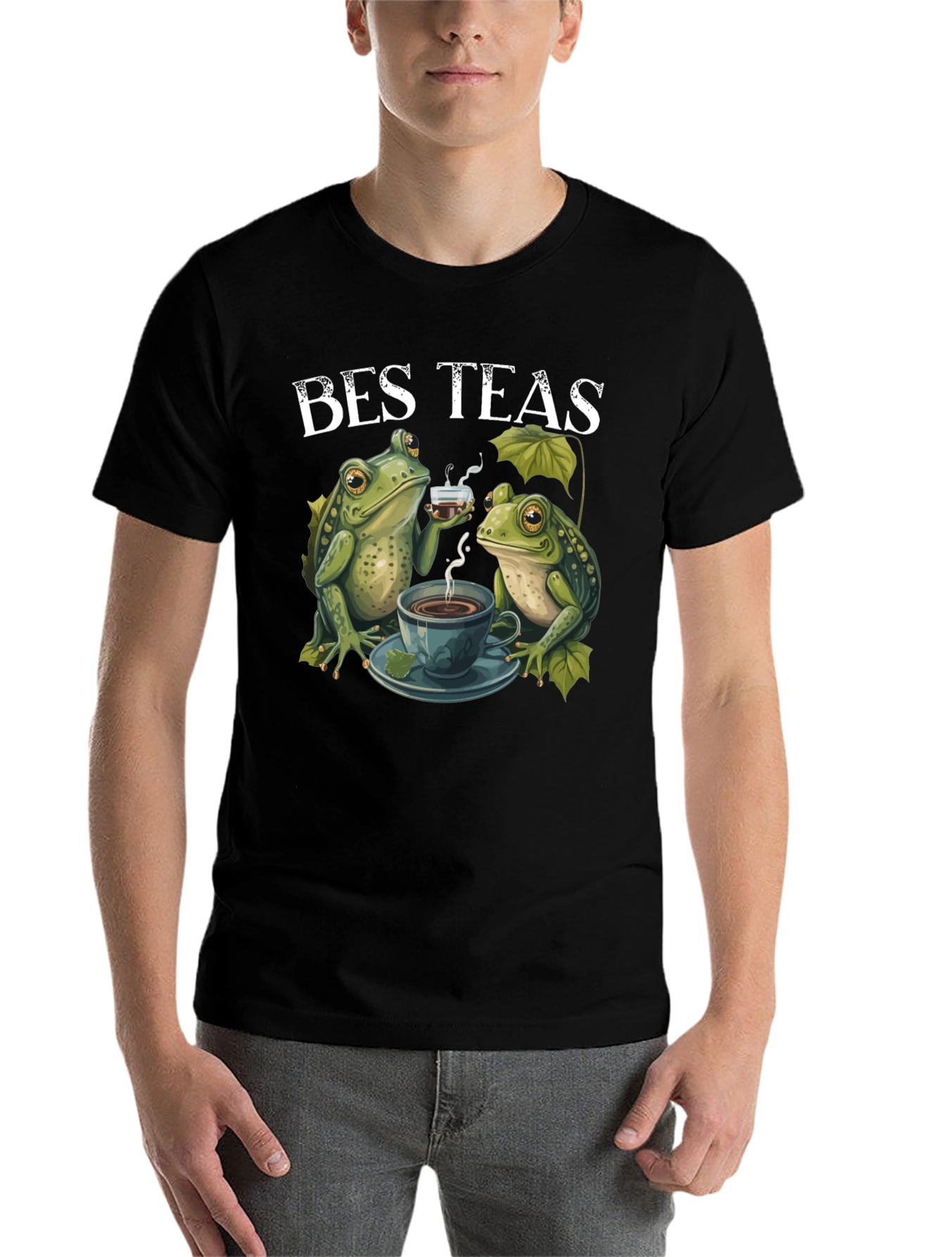 Black Bes Teas Frog T-Shirt - Quirky Tea Lovers Tee view 7