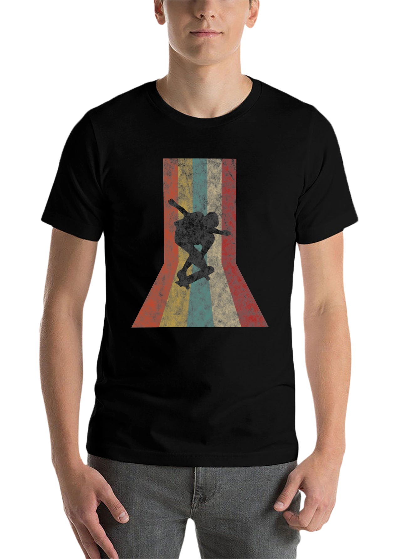 Black Vintage Skateboarder Graphic Tee view 7