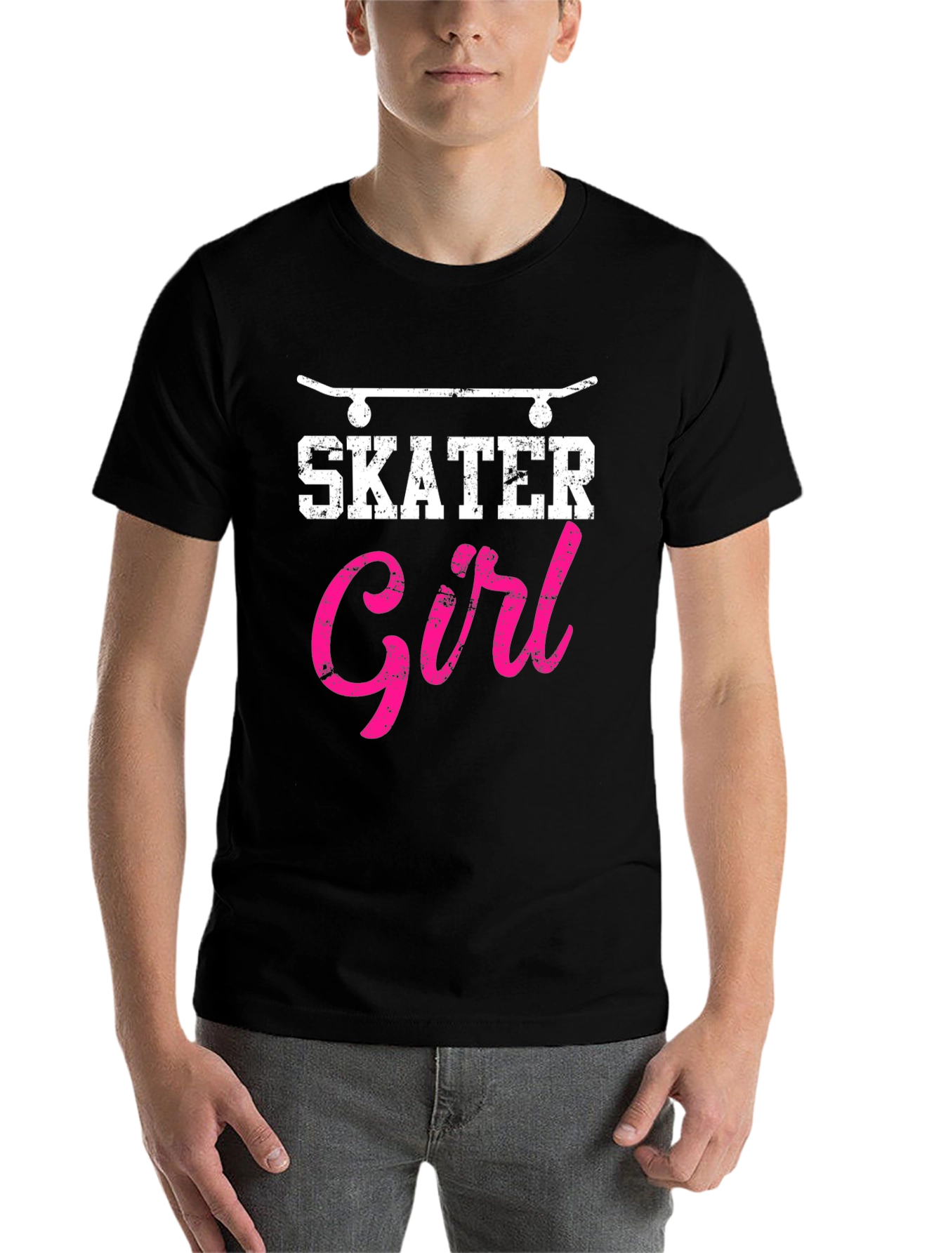 Black Skater Girl Graphic T-Shirt - Cool Skateboarding Tee view 7