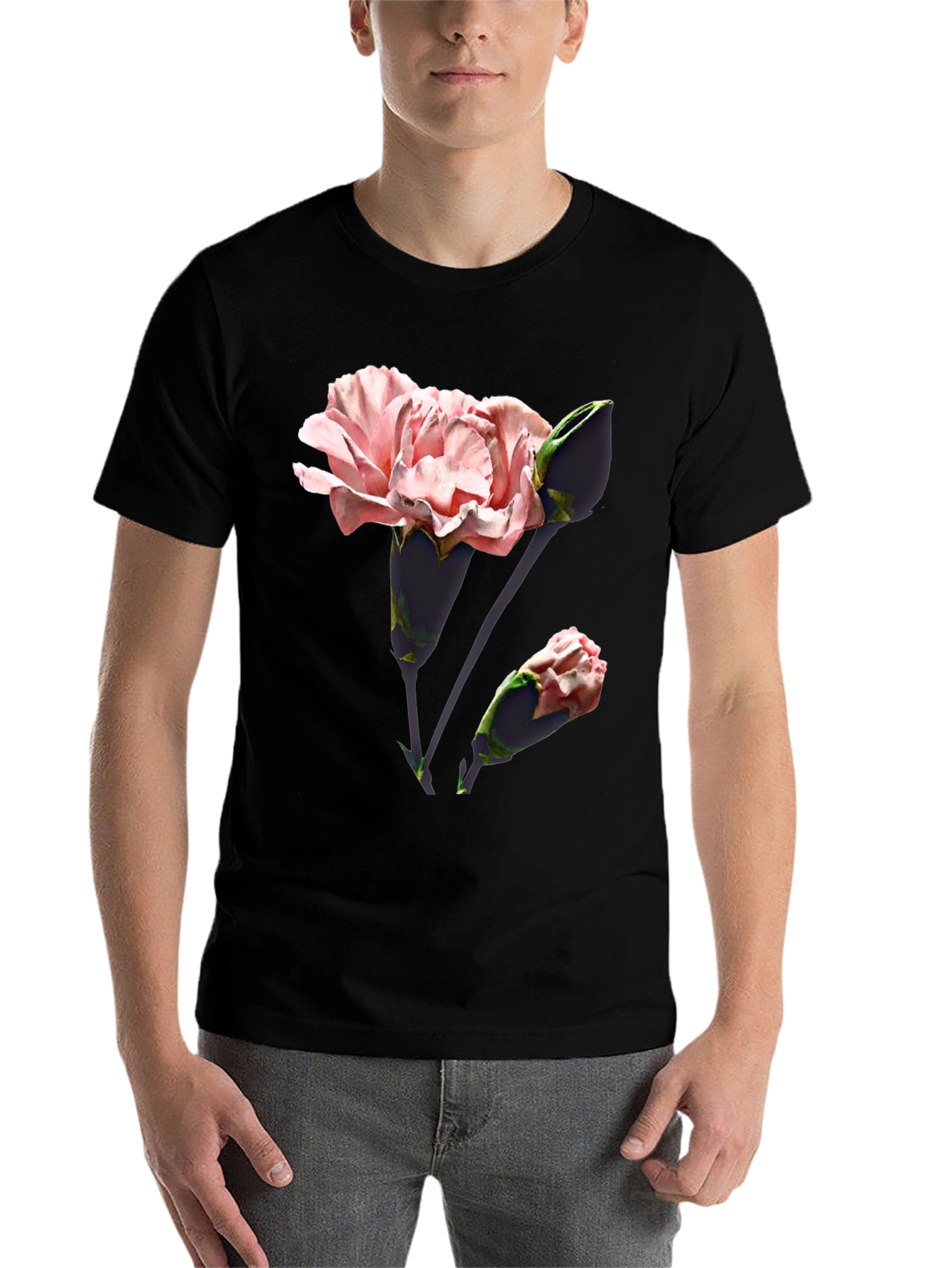 Black Floral Print T-Shirt - Stylish & Comfortable view 7