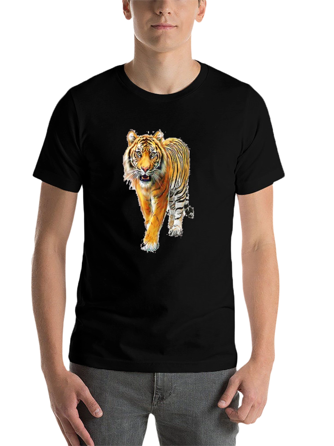Black Tiger Graphic Print Black T-Shirt view 7
