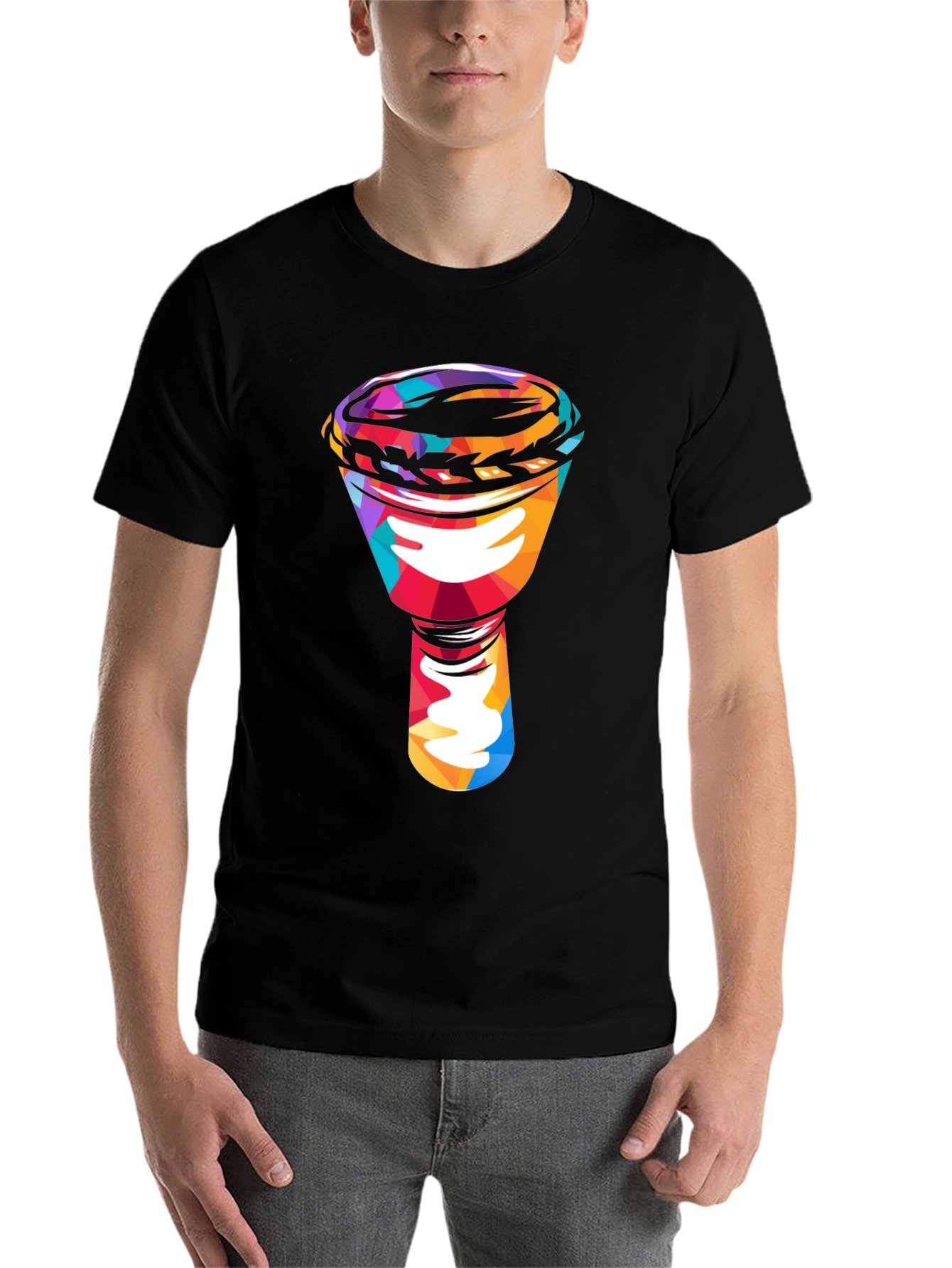 Black Colorful Darbuka Drum Graphic T-Shirt view 7