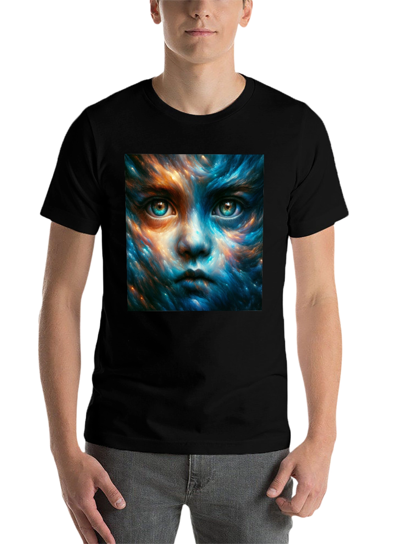 Black Mystic Face Graphic Black T-Shirt view 7