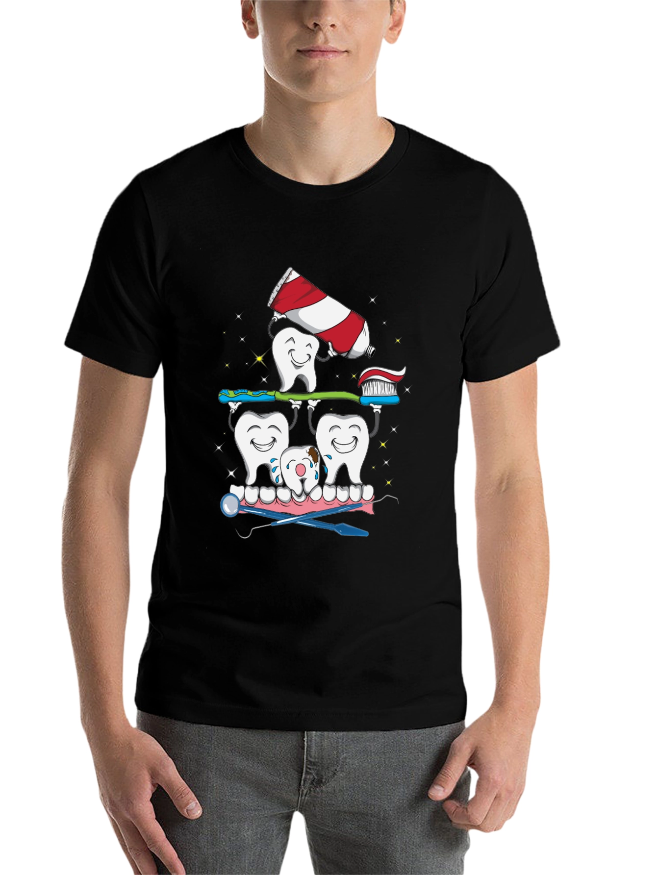 Black Dental Cartoon T-Shirt view 7