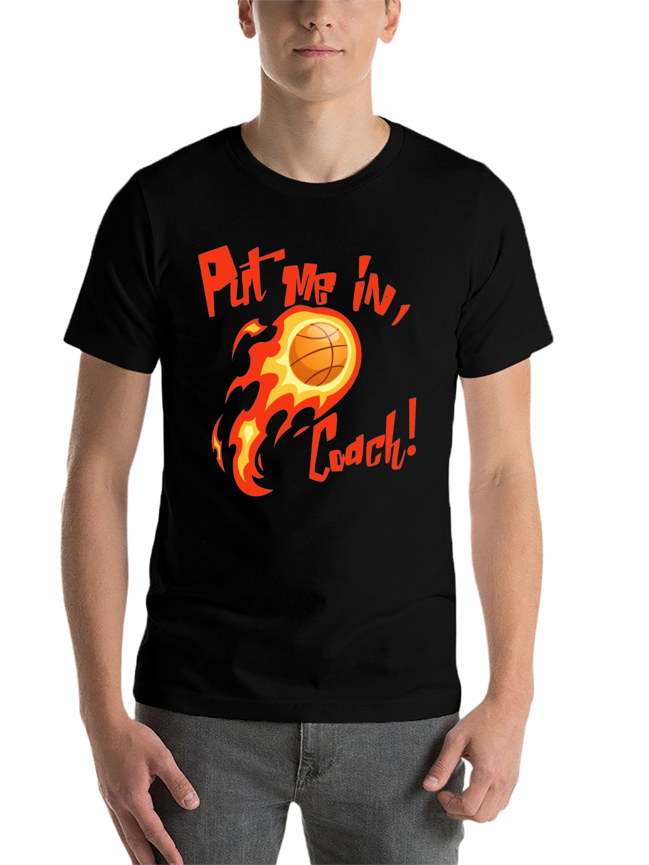 Black Put Me In, Coach! Basketball Graphic T-Shirt view 7