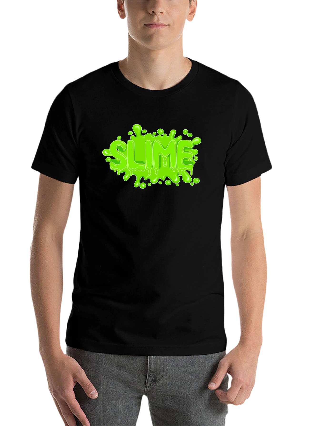 Black Green Slime Graphic Black T-Shirt view 7