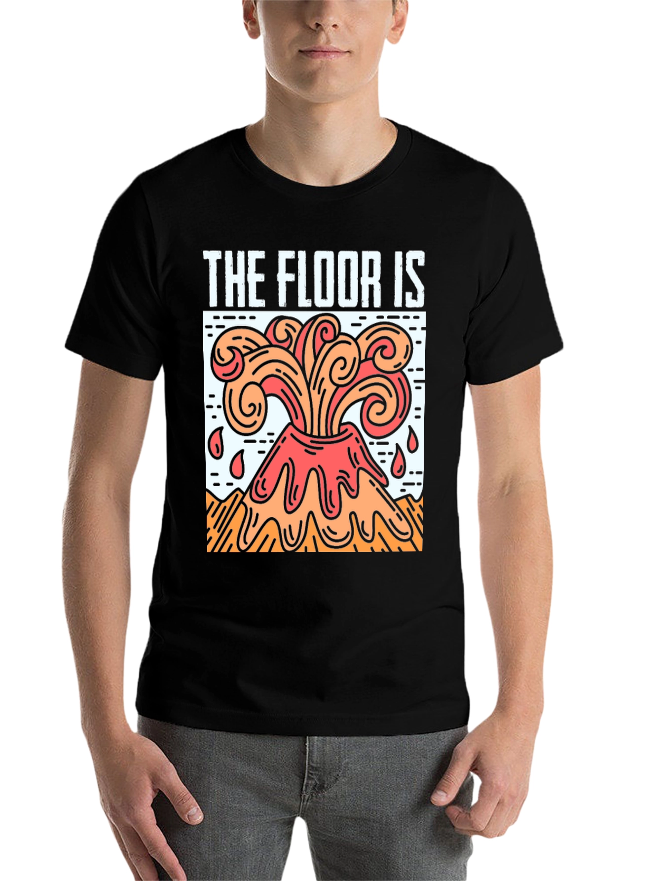 Black The Floor Is Lava Graphic T-Shirt view 7