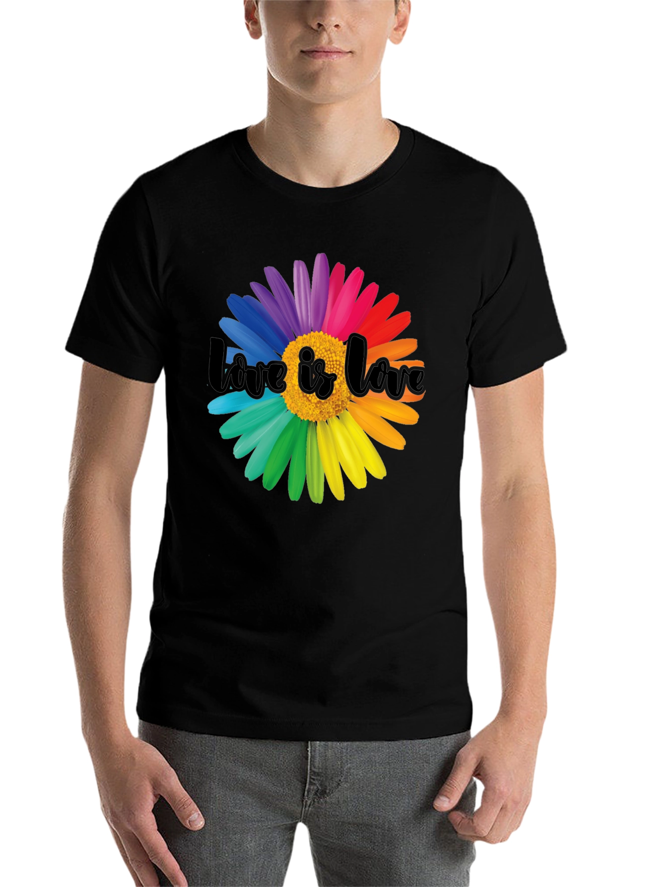 Black Love is Love Rainbow Flower Graphic Tee view 7