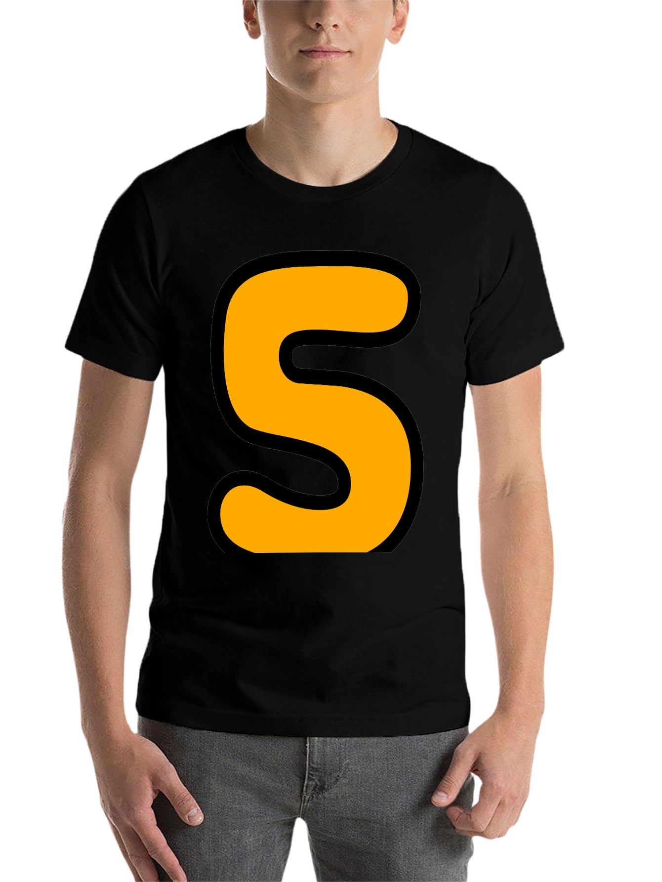 Black Bold 'S' Graphic T-Shirt - Statement Tee view 7