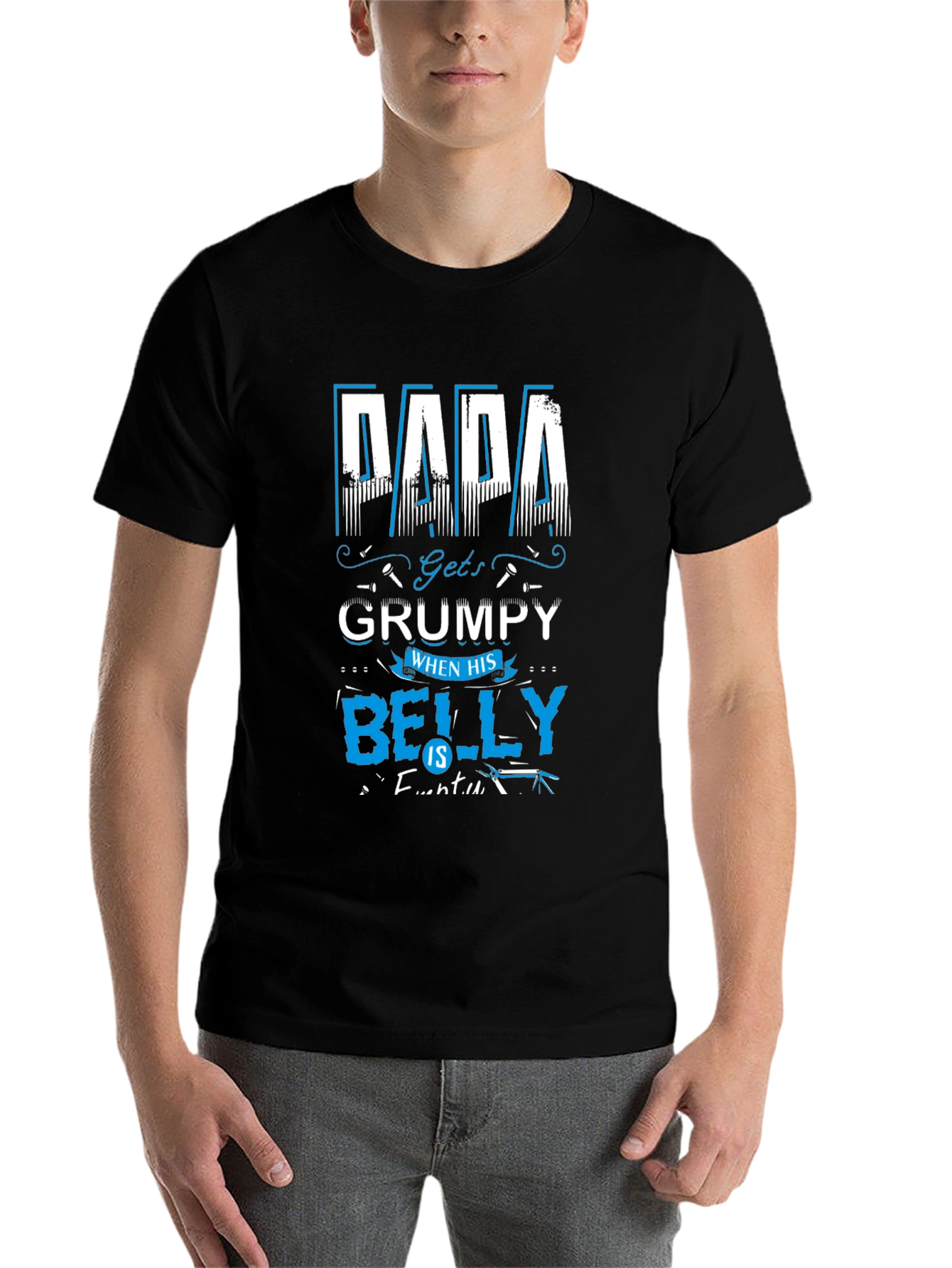 Black Papa Grumpy Belly T-Shirt - Humorous Dad Tee view 7