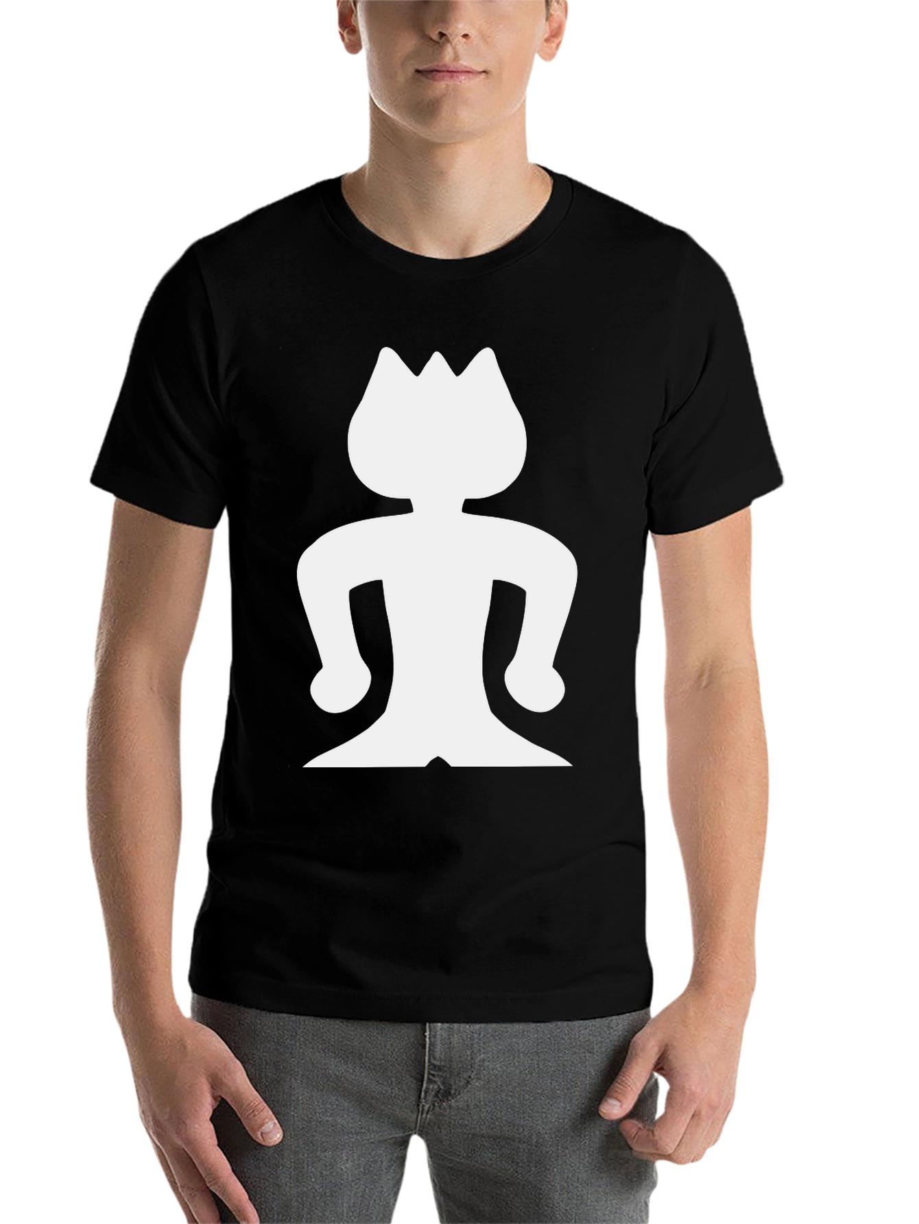 Black Abstract Crown Man Black Graphic Tee view 7