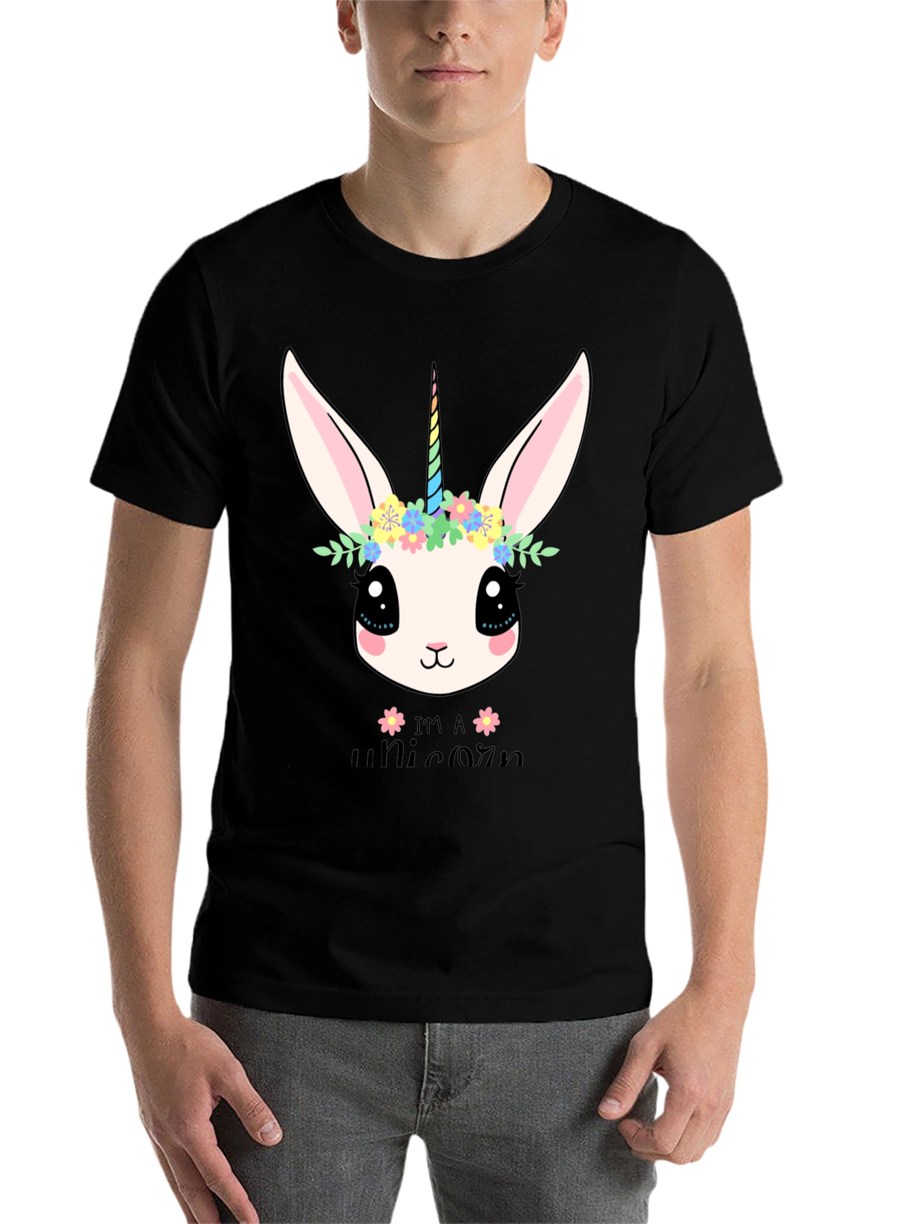 Black Unicorn Bunny Graphic Tee view 7