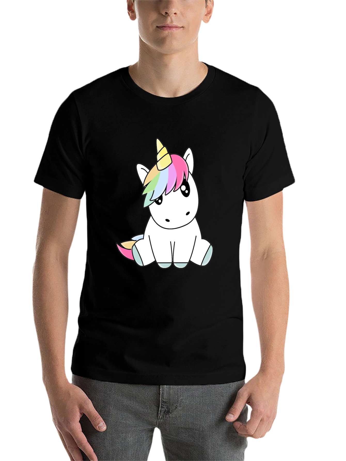 Black Unicorn Graphic Tee - Black Cotton Blend Comfort view 7