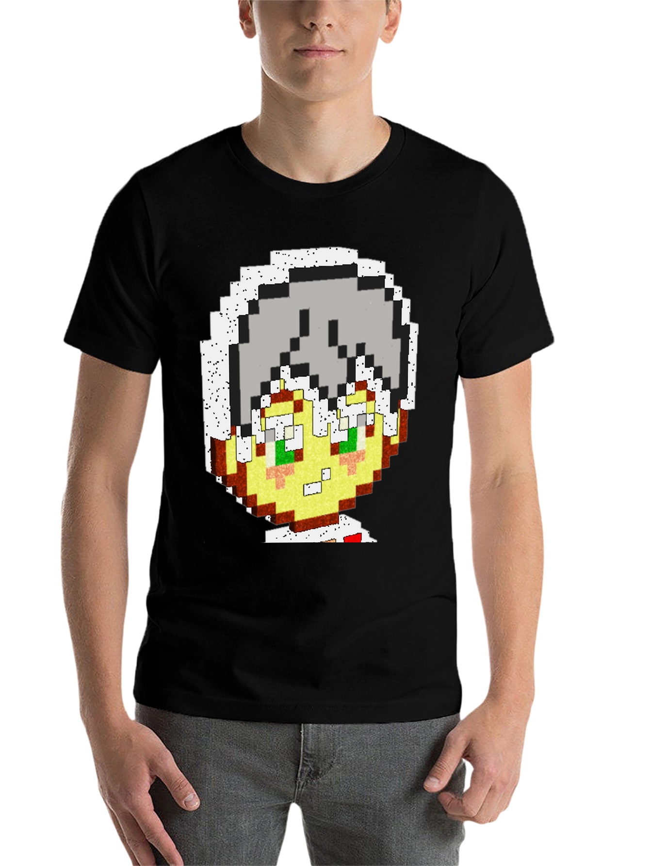 Black Pixel Art Character Graphic Tee view 7