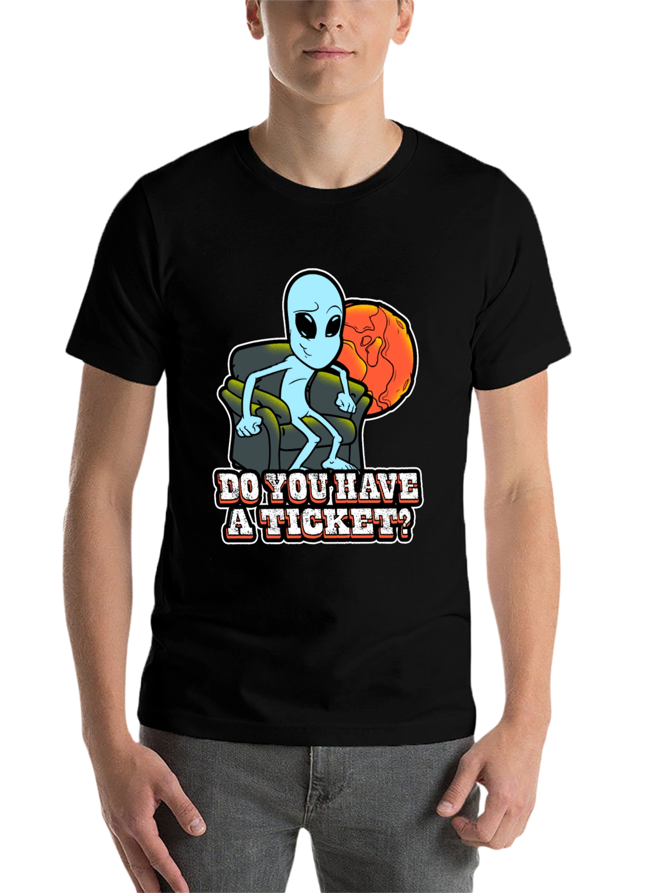 Black Alien "Do you have a ticket" Graphic T-Shirt view 7