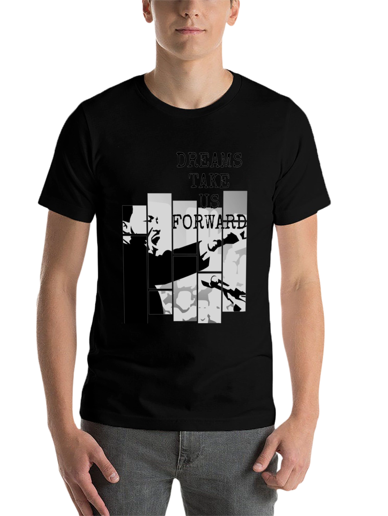 Dreams Take Us Forward Black Graphic Tee - 7