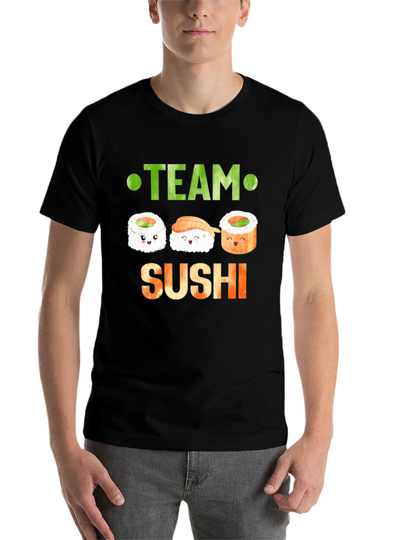 Black Team Sushi Graphic T-Shirt - Cute Sushi Lover Tee view 7