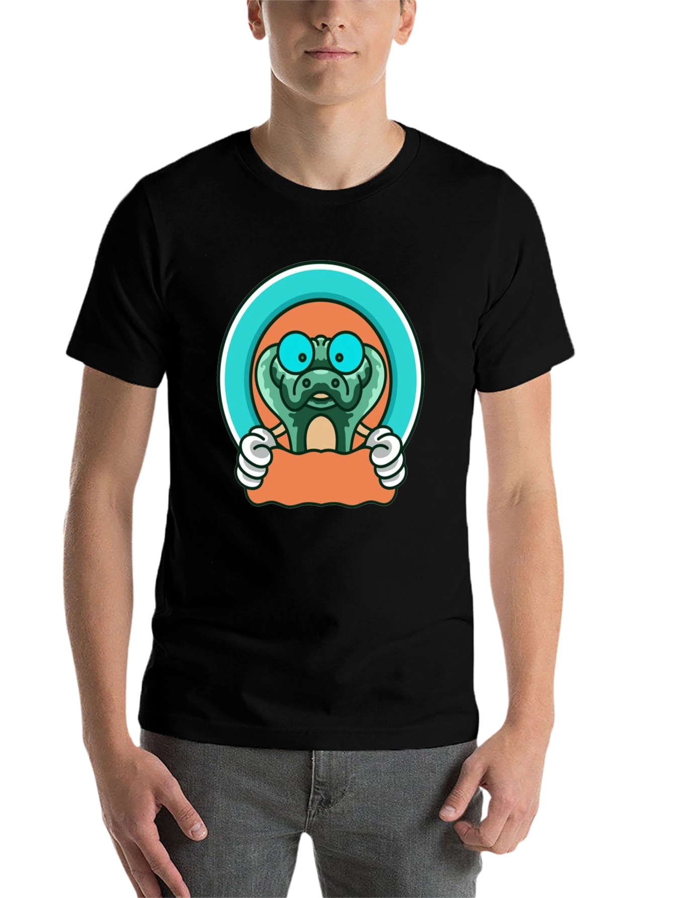 Black Cartoon Snake T-Shirt: Fun Graphic Tee view 7