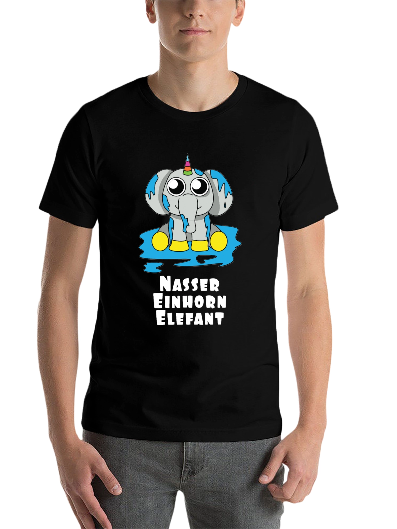 Black Funny Unicorn Elephant T-Shirt view 7