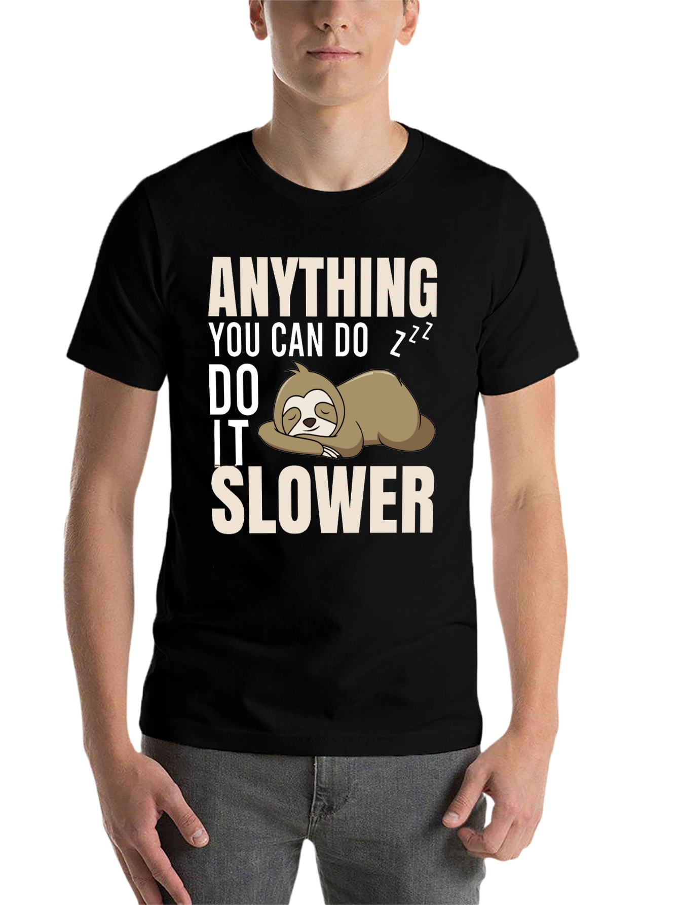 Black Anything You Can Do I Can Do It Slower Sloth T-Shirt view 7