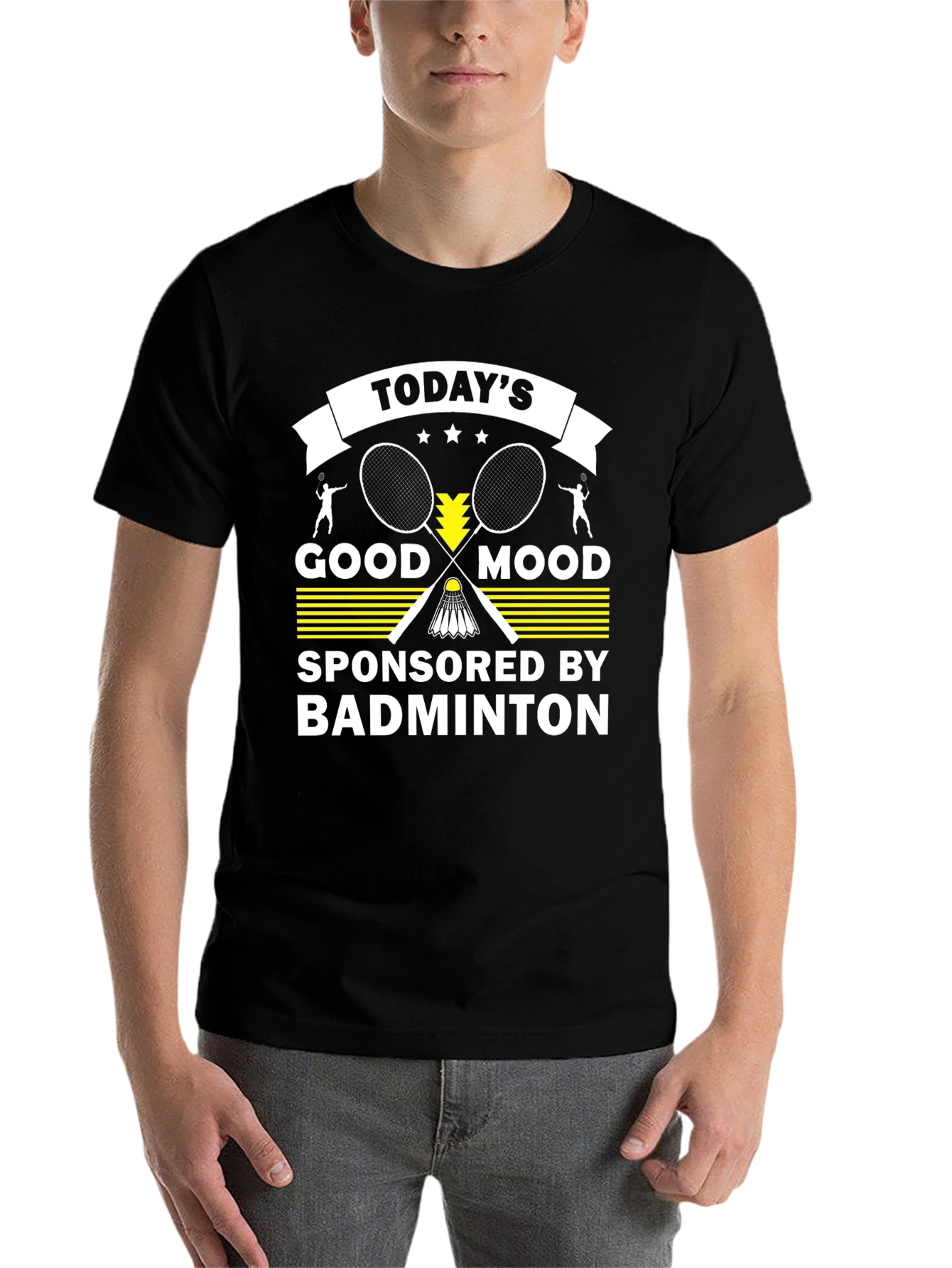 Black Badminton Sponsored T-Shirt: Today's Good Mood Tee view 7
