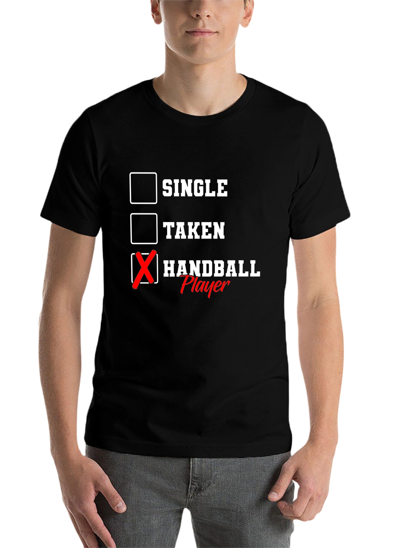 Black Handball Player T-Shirt - Single, Taken, Handball view 7