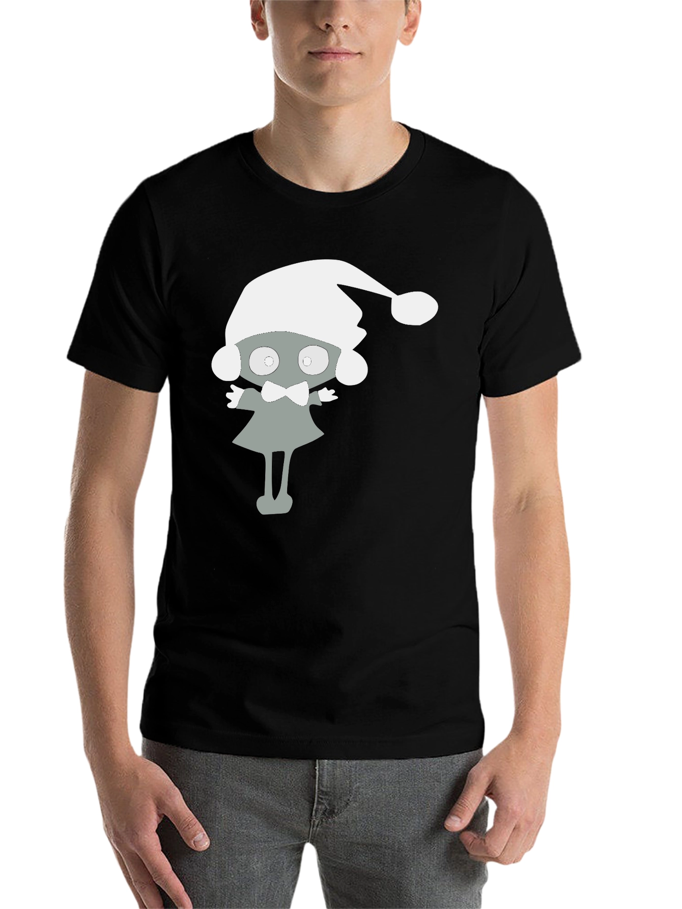 Black Festive Holiday Character Black T-Shirt view 7