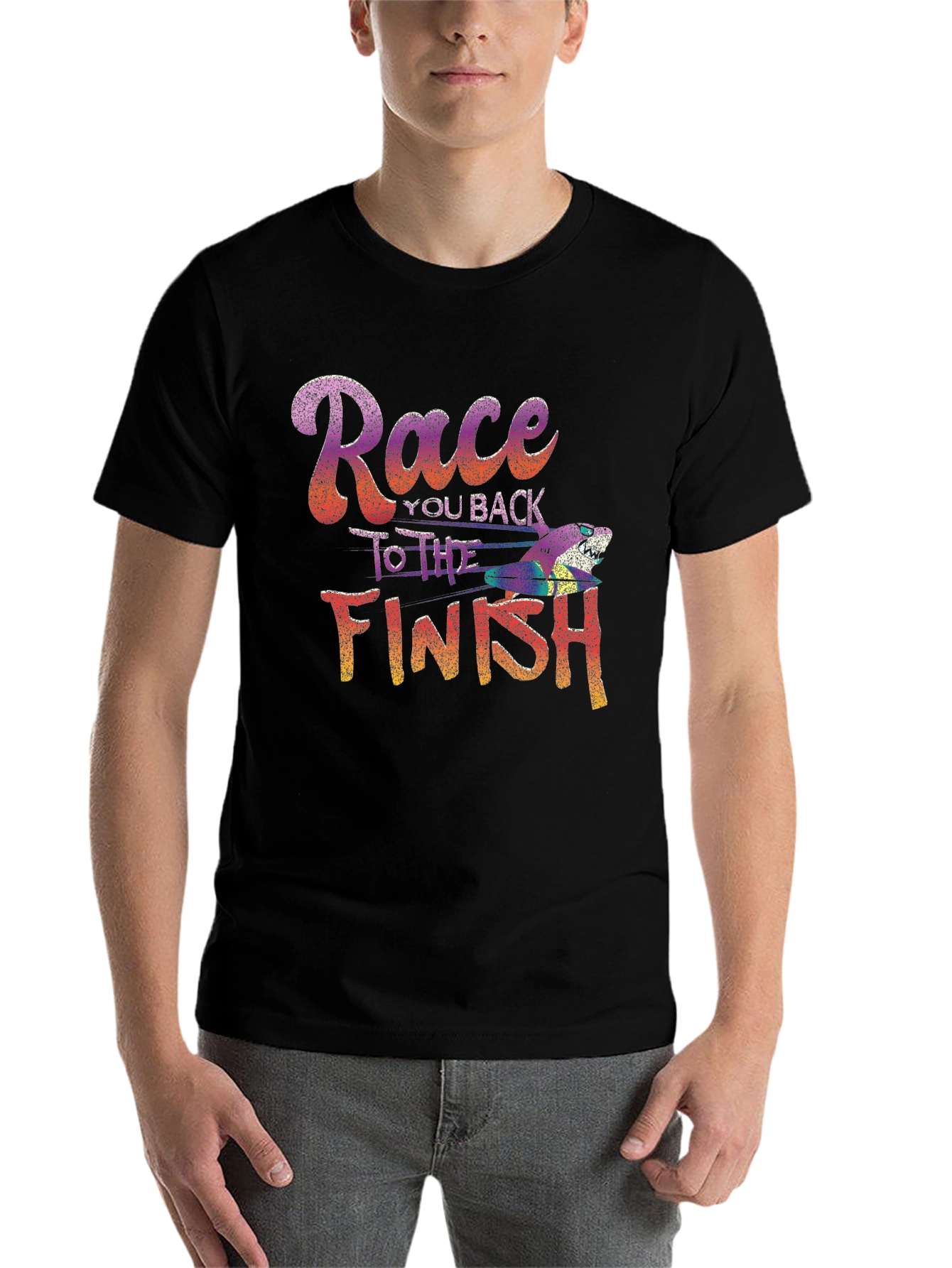 Black Race You Back to the Finish T-Shirt view 7