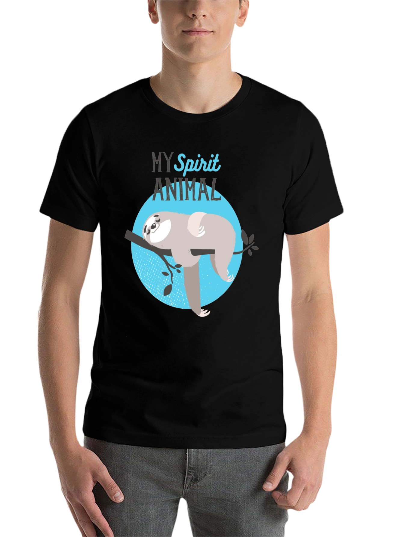 Black My Spirit Animal Sloth Graphic T-Shirt view 7