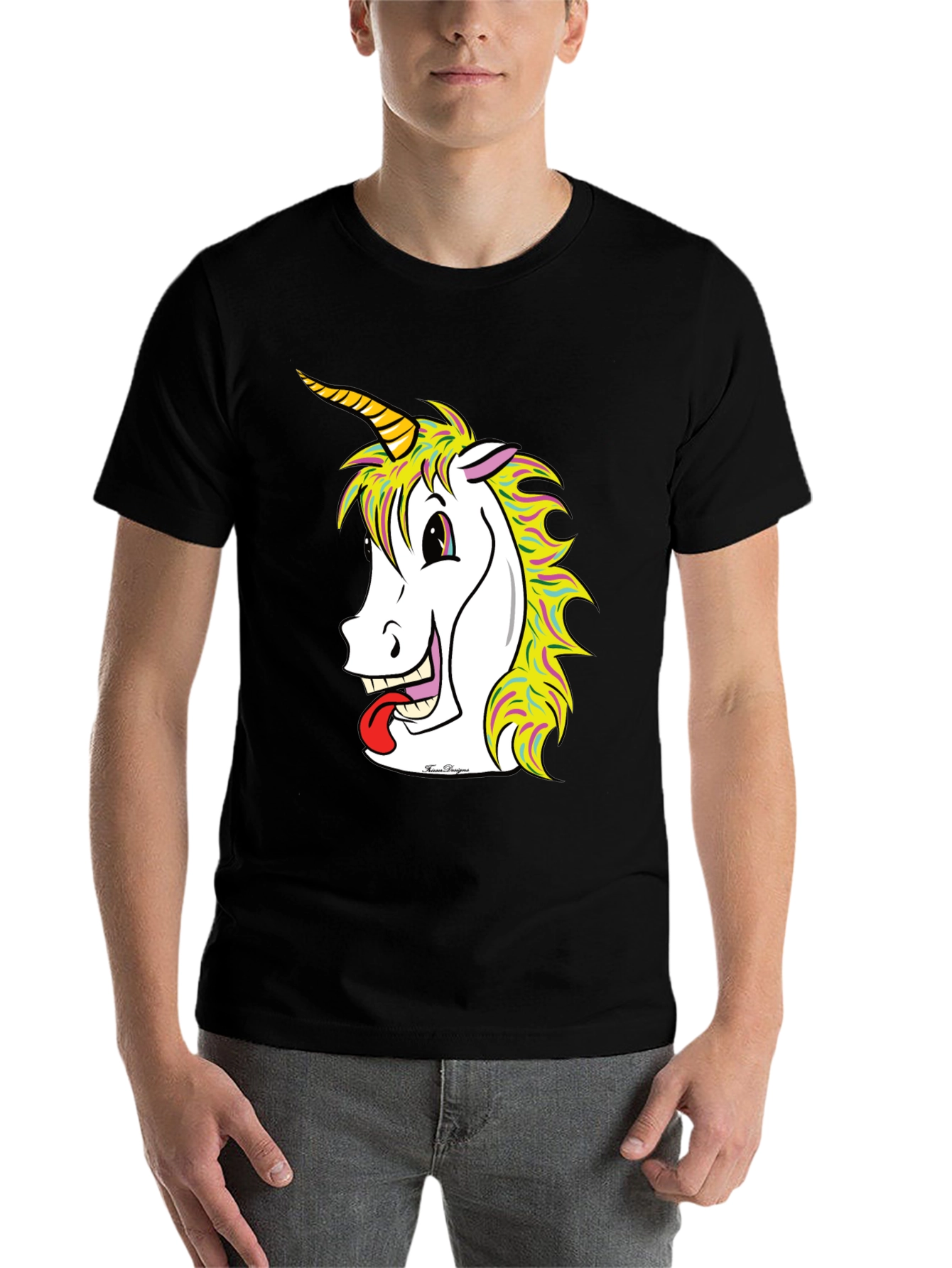 Black Unicorn Graphic Tee - Men's Black T-Shirt view 7