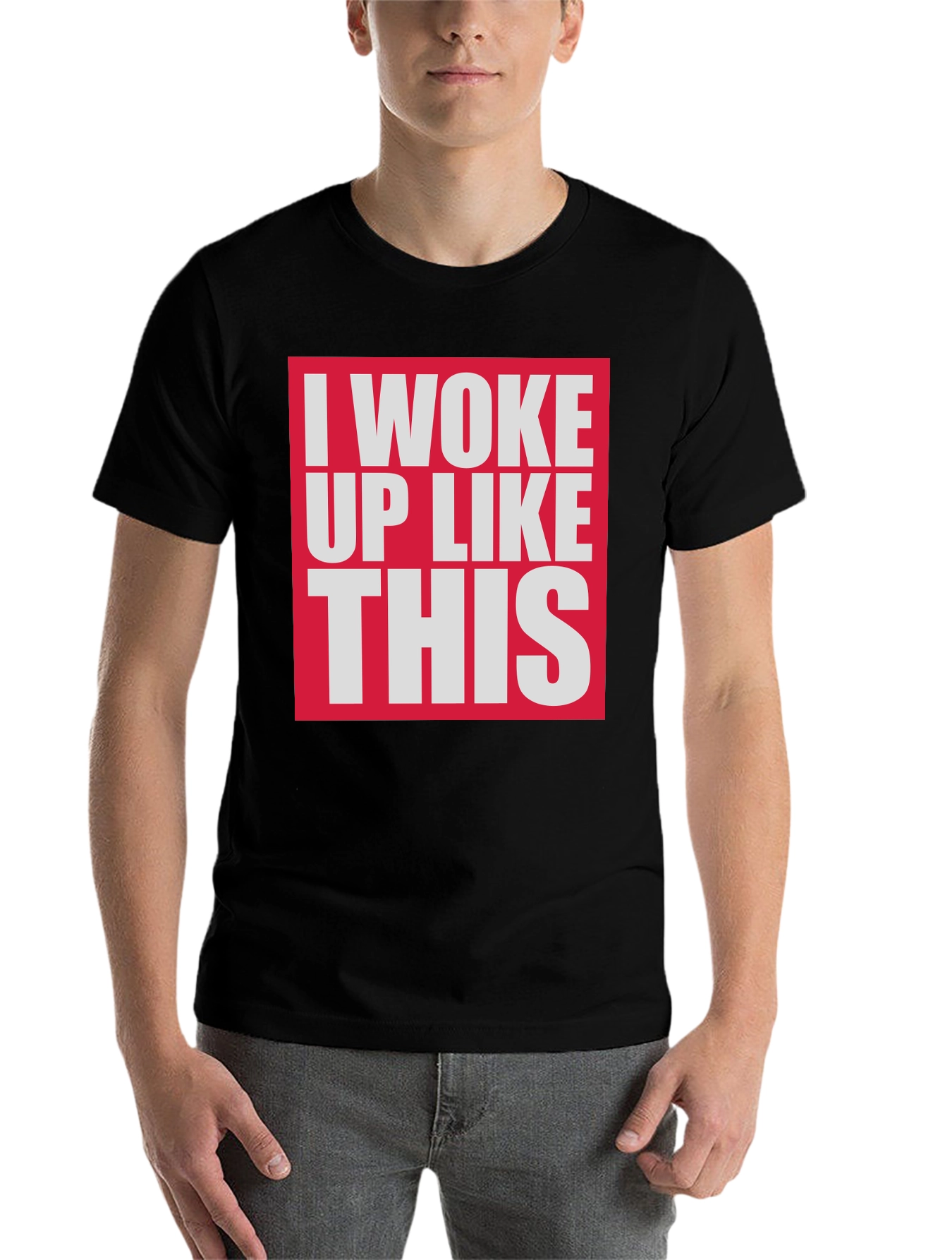 Black I Woke Up Like This Graphic Tee - Black Cotton T-Shirt view 7
