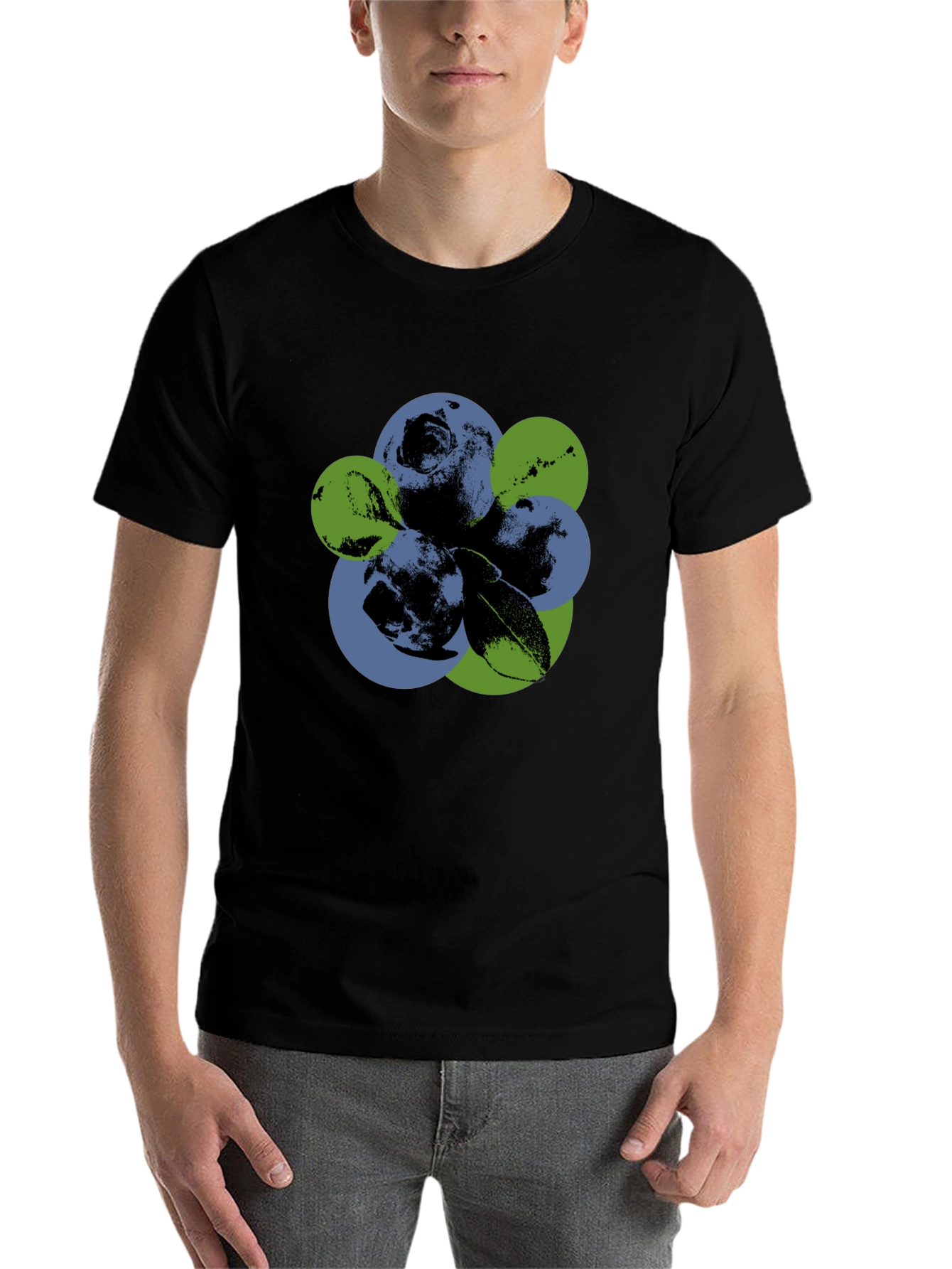 Black Abstract Blueberry Graphic T-Shirt view 7