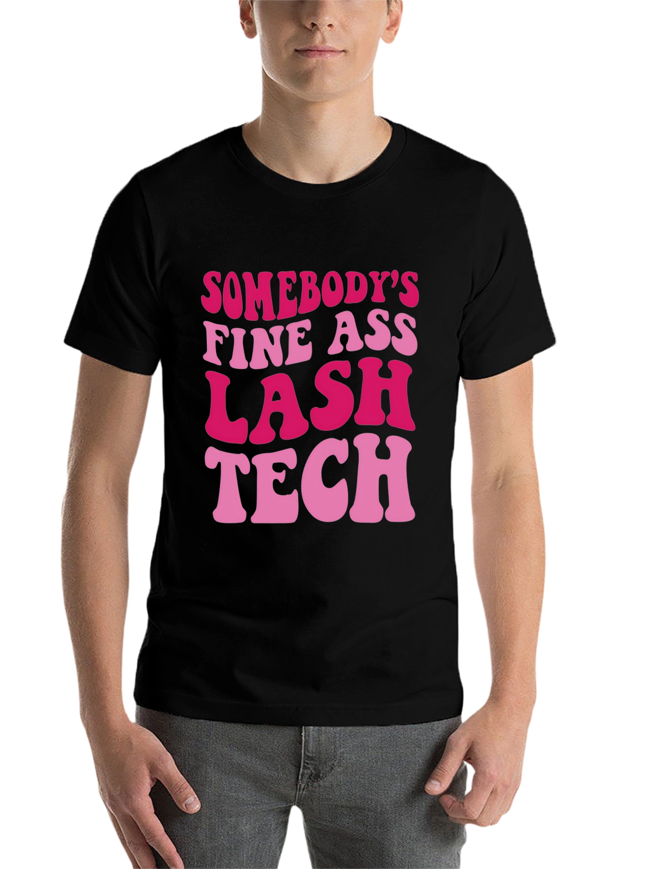 Black Funny Lash Tech T-Shirt - Somebody's Fine Ass Lash Tech view 7